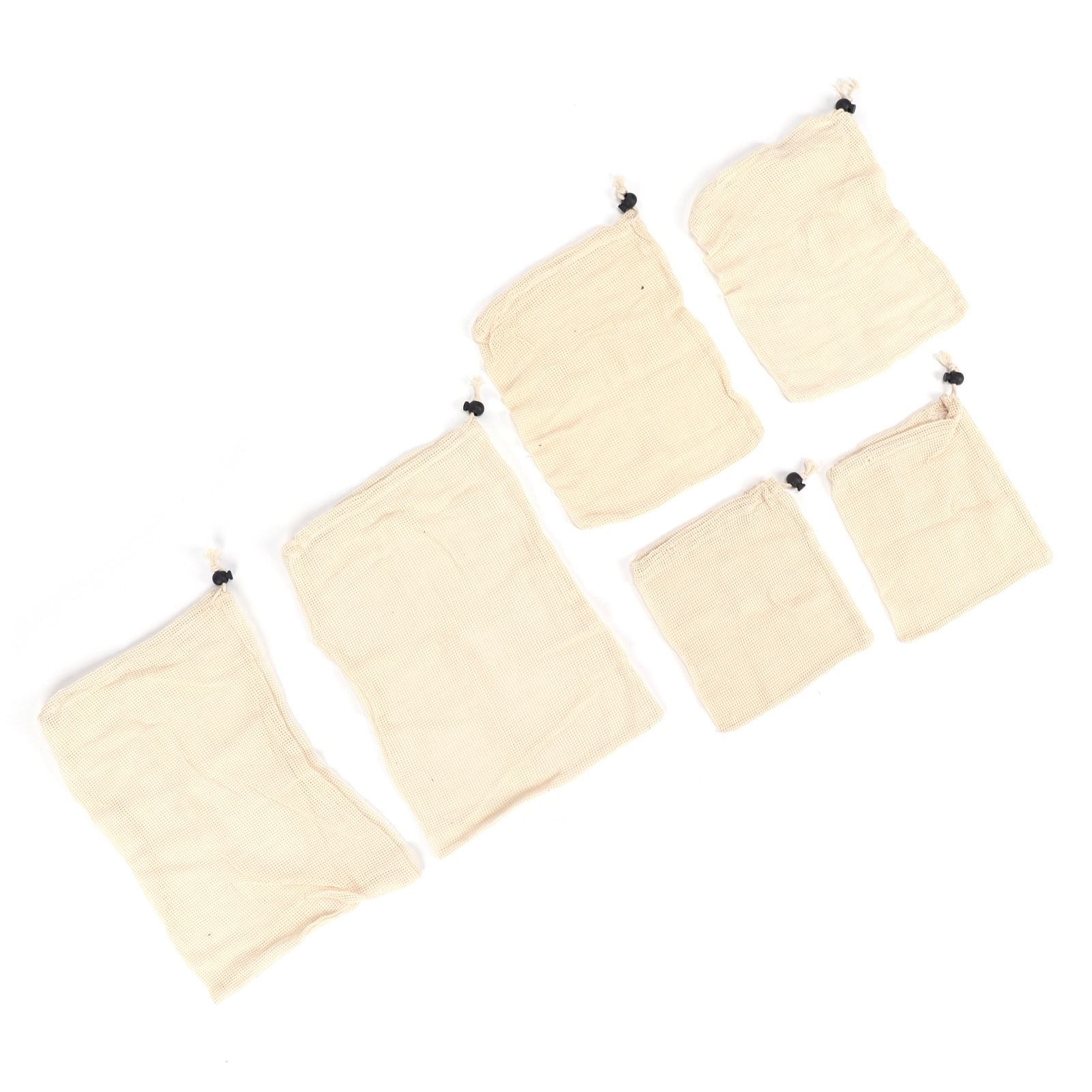 6Pcs Drawstring Storage Bag Cotton Mesh Waste Food Bag Single Side Drawstring view 7