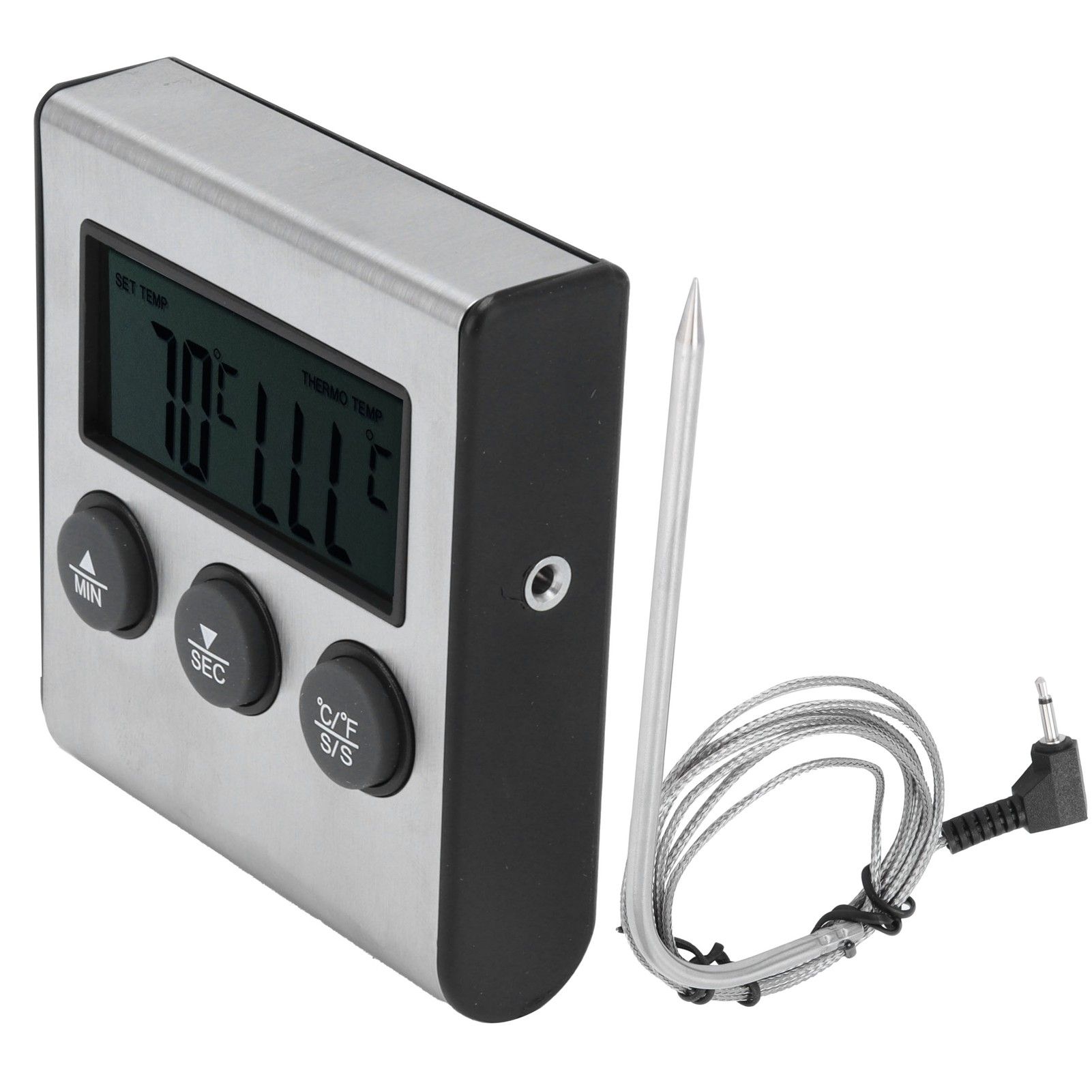 Digital Meat Thermometer Food Temperature Meter with Folding Probe Timer Alarm view 4
