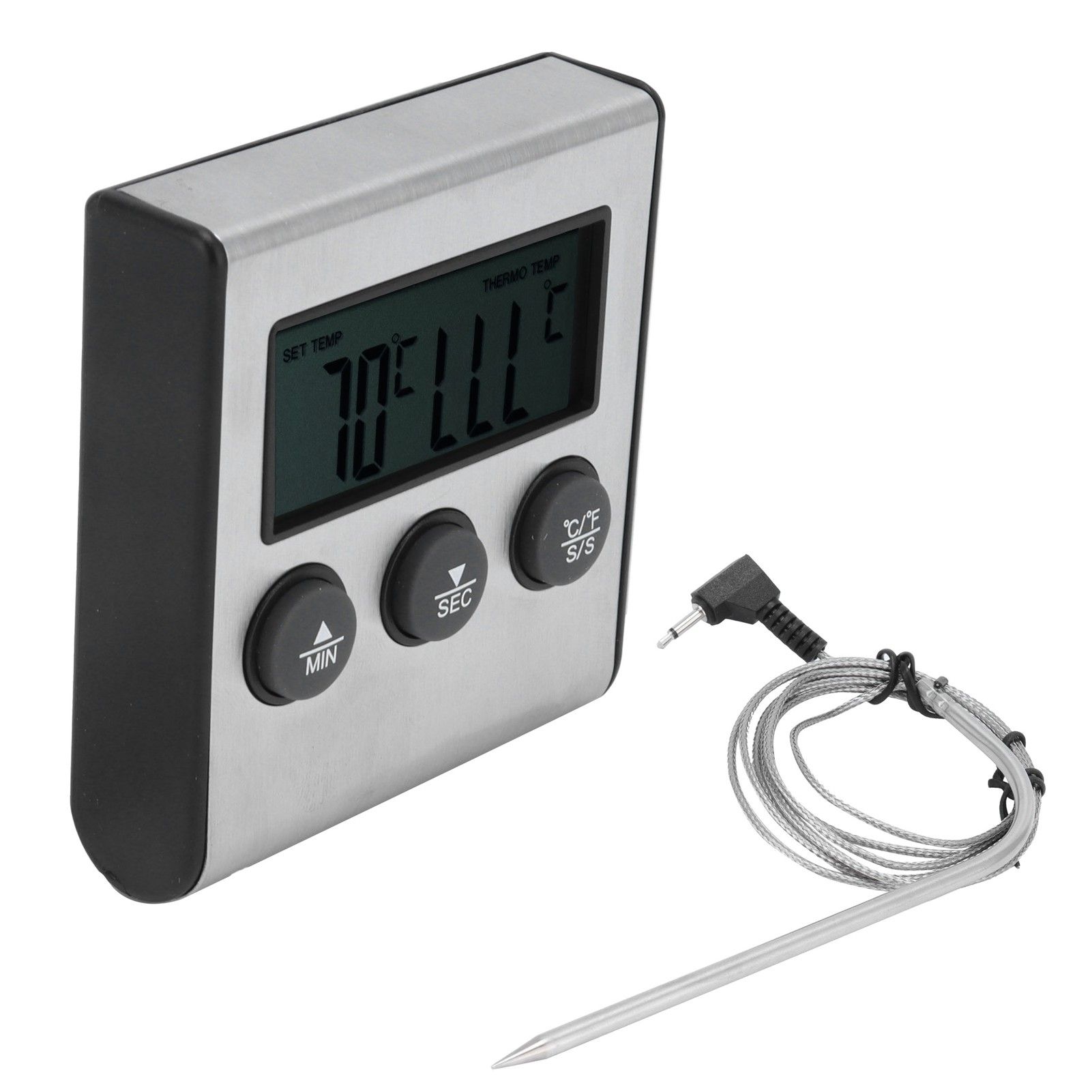 Digital Meat Thermometer Food Temperature Meter with Folding Probe Timer Alarm view 8