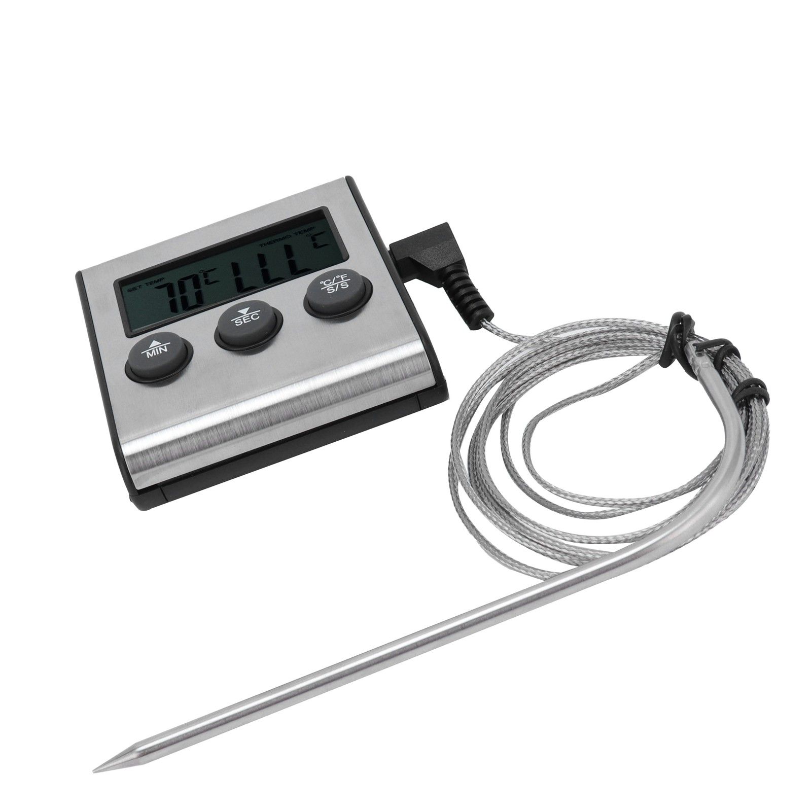 Digital Meat Thermometer Food Temperature Meter with Folding Probe Timer Alarm view 10