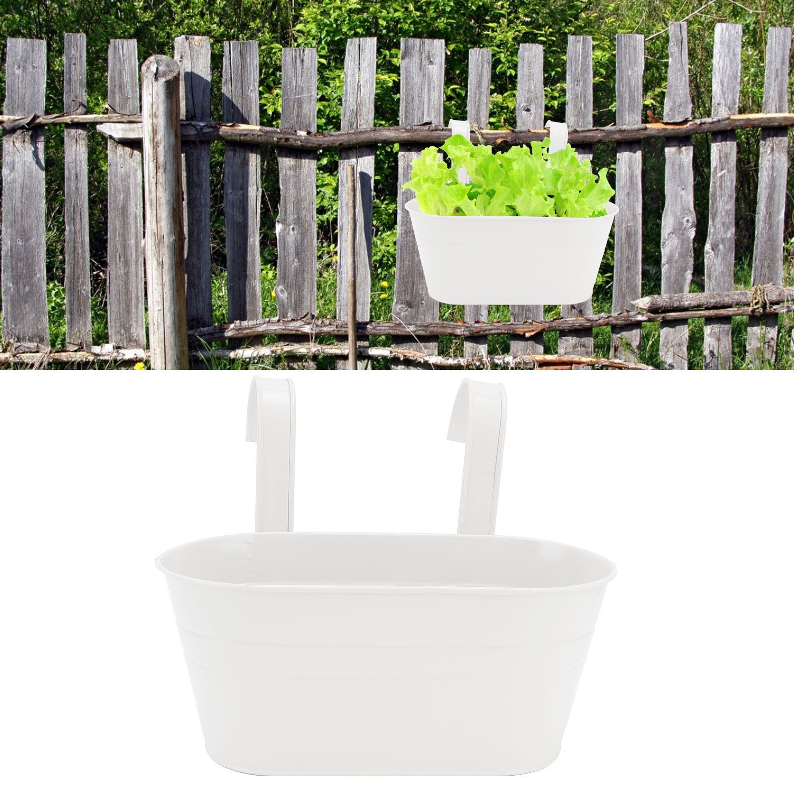 Hanging Flower Planter Iron Bucket Flower Pot Holder with Detachable Hook for view 11