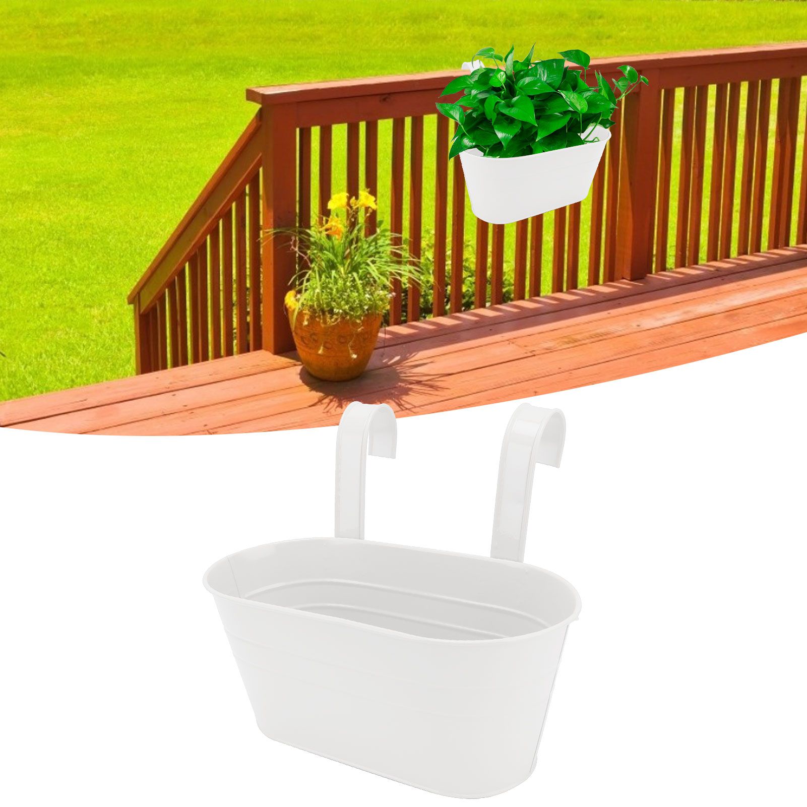 Hanging Flower Planter Iron Bucket Flower Pot Holder with Detachable Hook for view 12