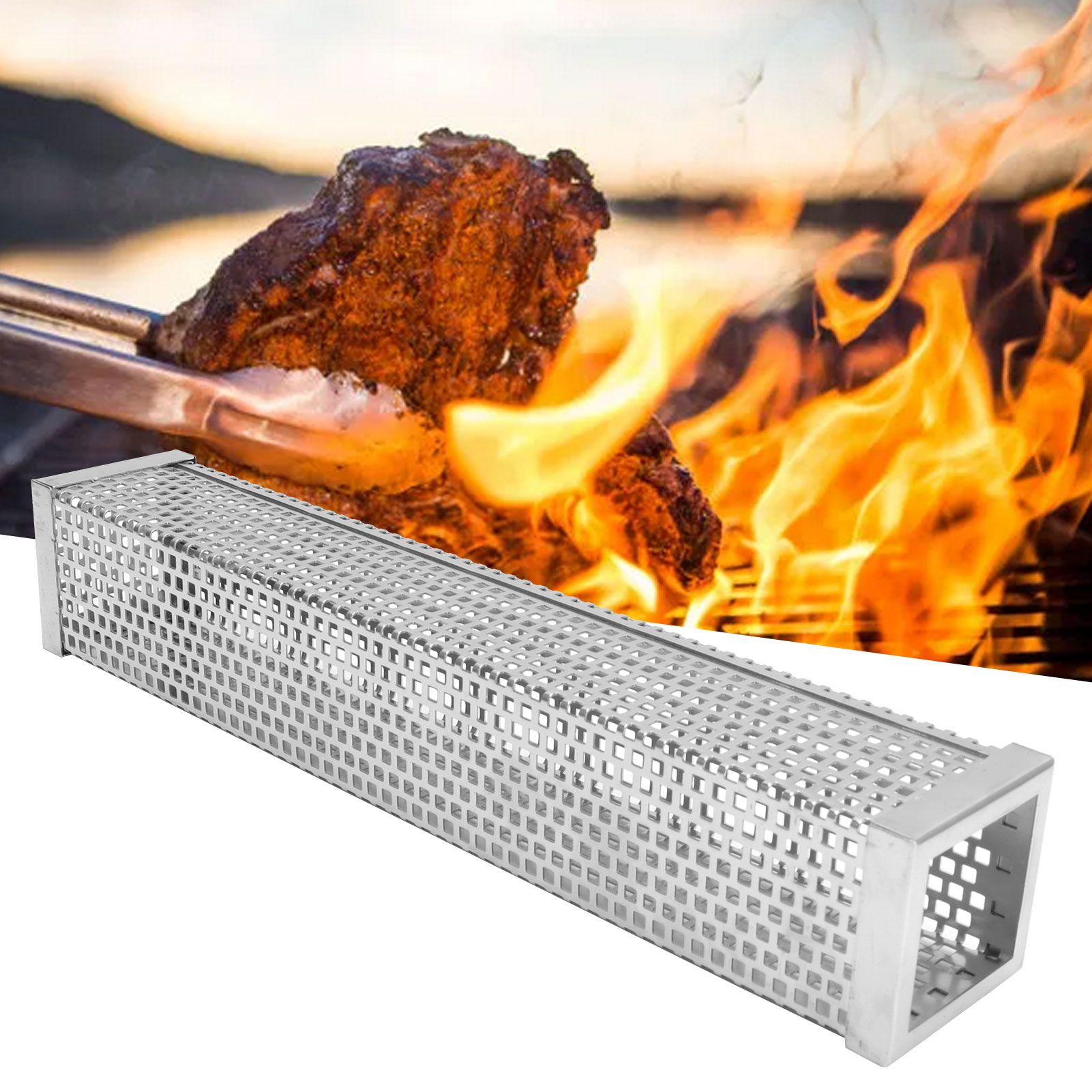 Square Shape Smoke Tube Stainless Steel BBQ Charcoal Grill Smoker Tube view 11