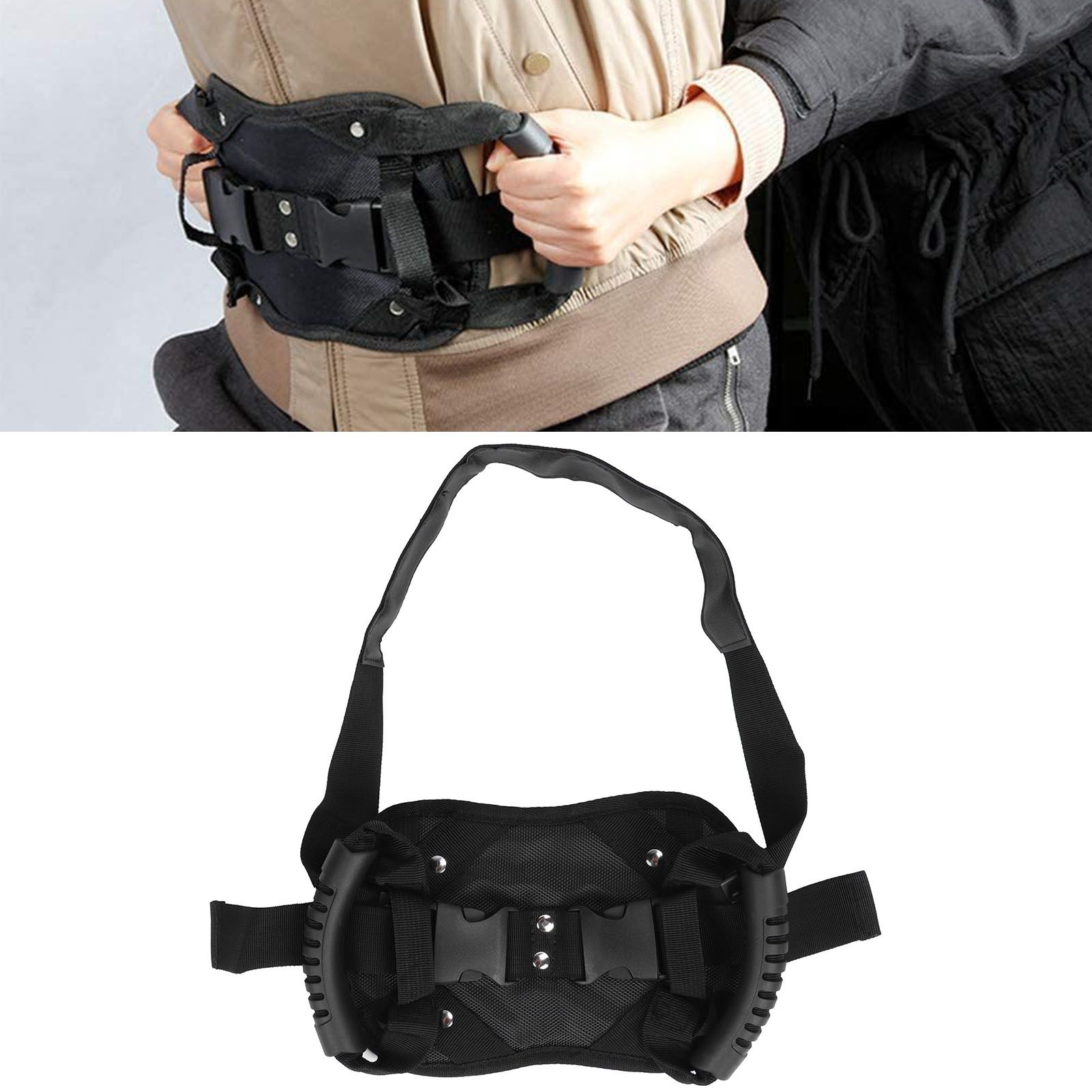 Black Motorcycle Safety Belt Electromobile Rear Seat Safety Strap Handle for view 12