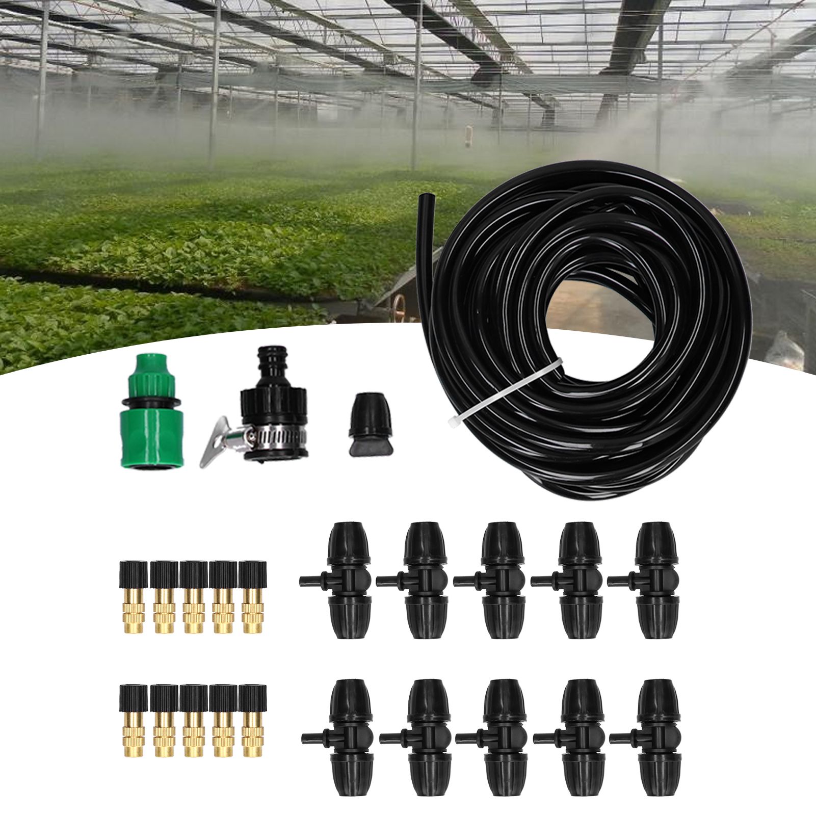 10m Irrigation Atomizing Kit Adjustable Copper Nozzle 8/11 Hose Set for Garden view 11