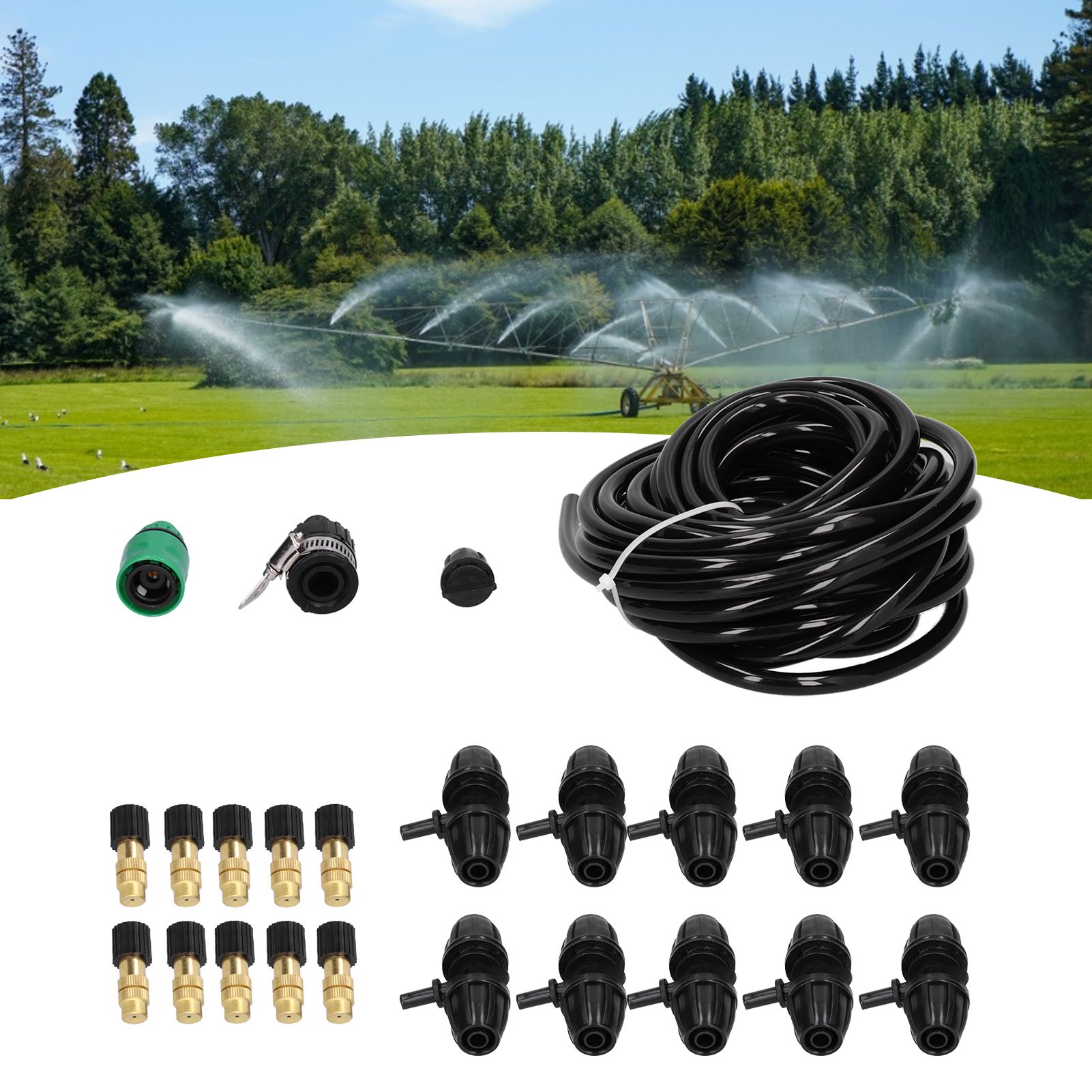 10m Irrigation Atomizing Kit Adjustable Copper Nozzle 8/11 Hose Set for Garden view 12