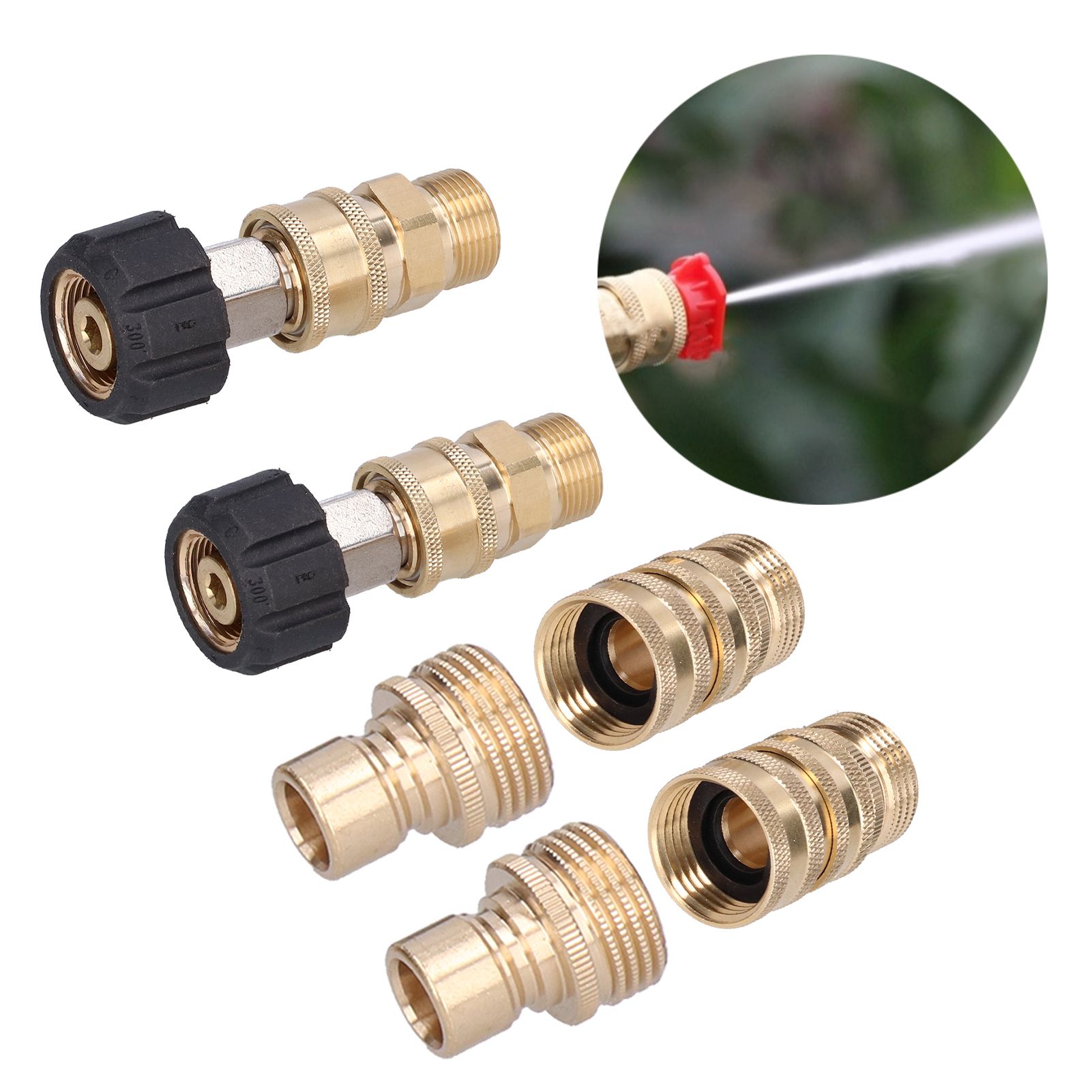 8Pcs High Pressure Washer Adapter Coupler Set Brass Quick Disconnect Connector Kit view 12