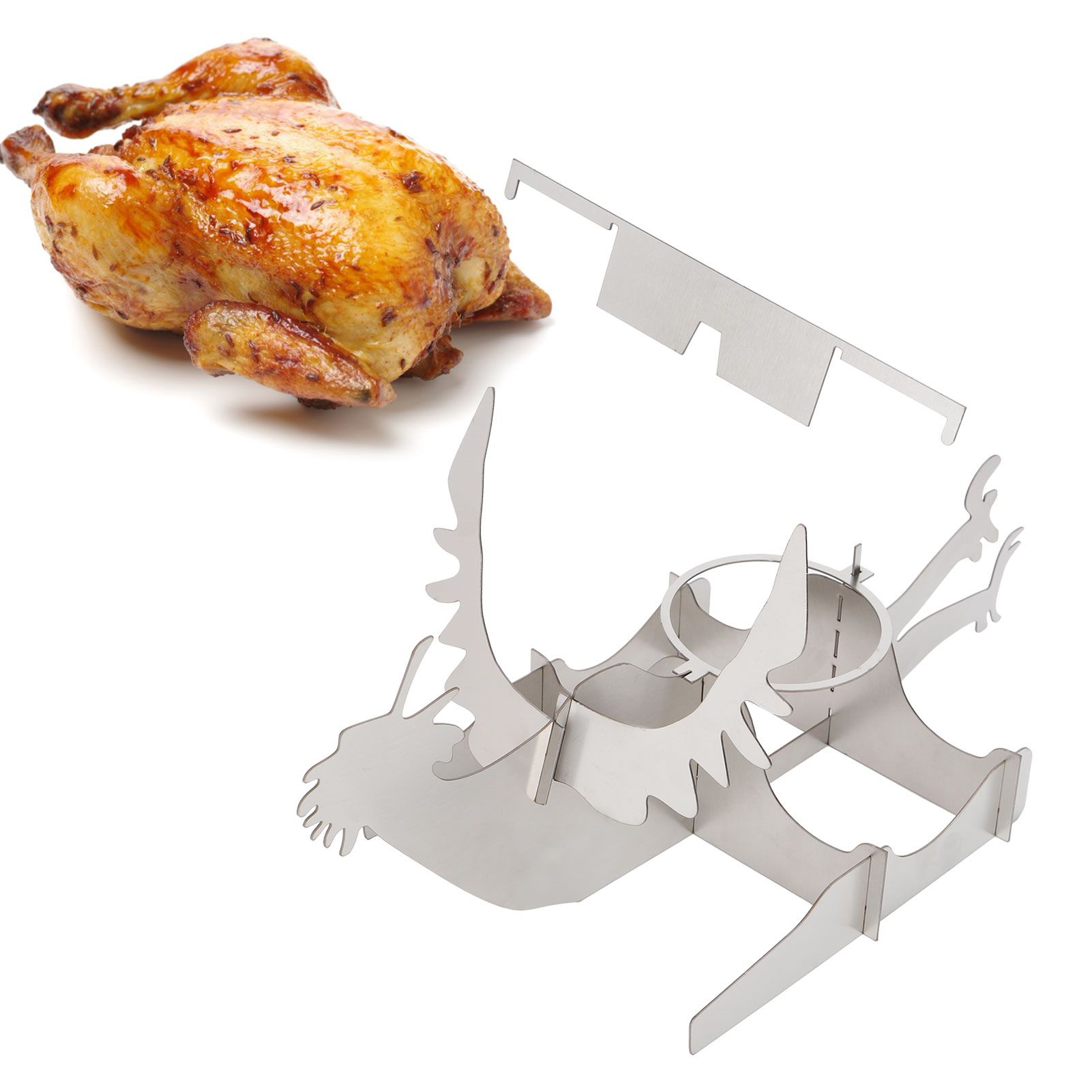 Portable Chicken Stand Stainless Steel Grill Beer Holder Chicken Rack for view 11