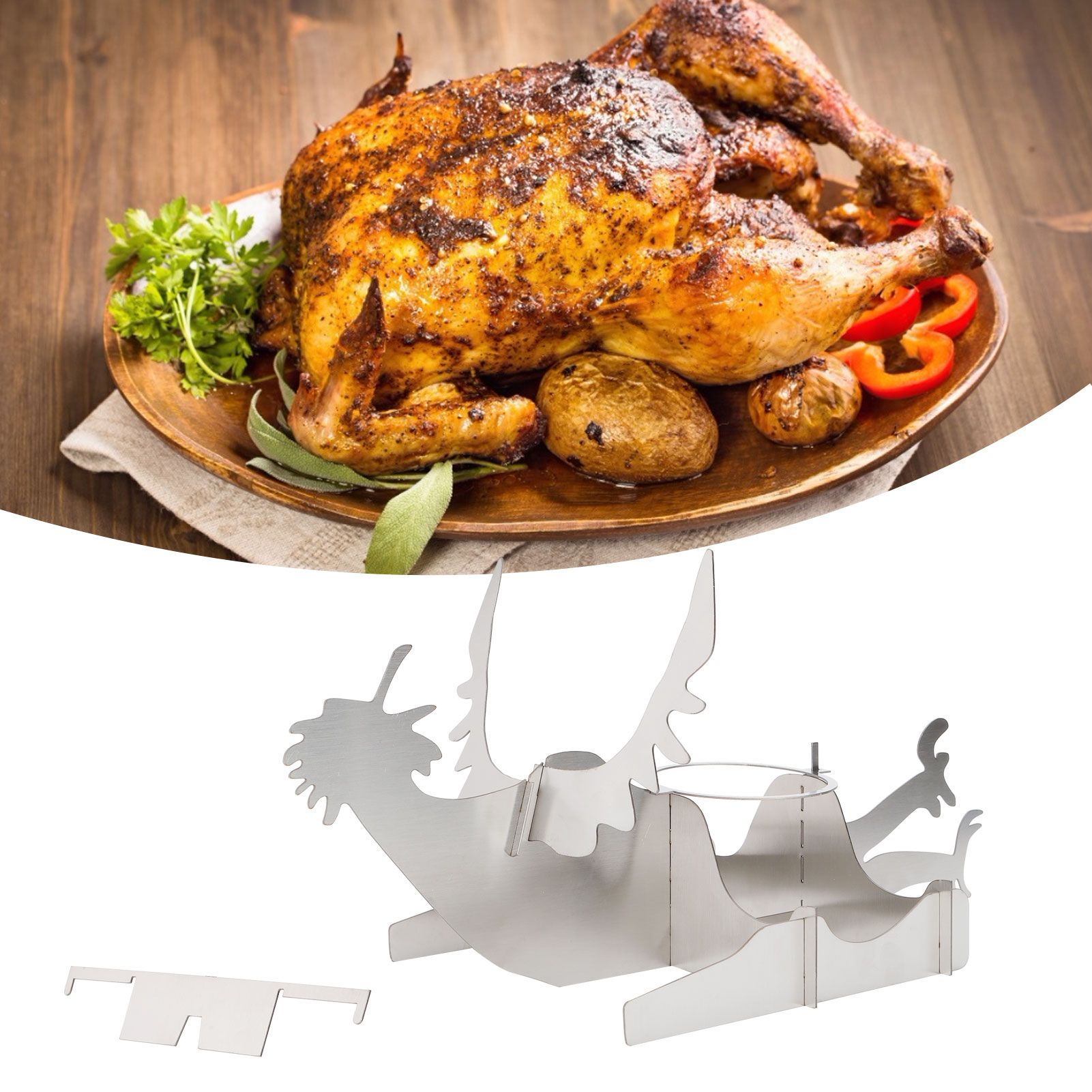 Portable Chicken Stand Stainless Steel Grill Beer Holder Chicken Rack for view 12