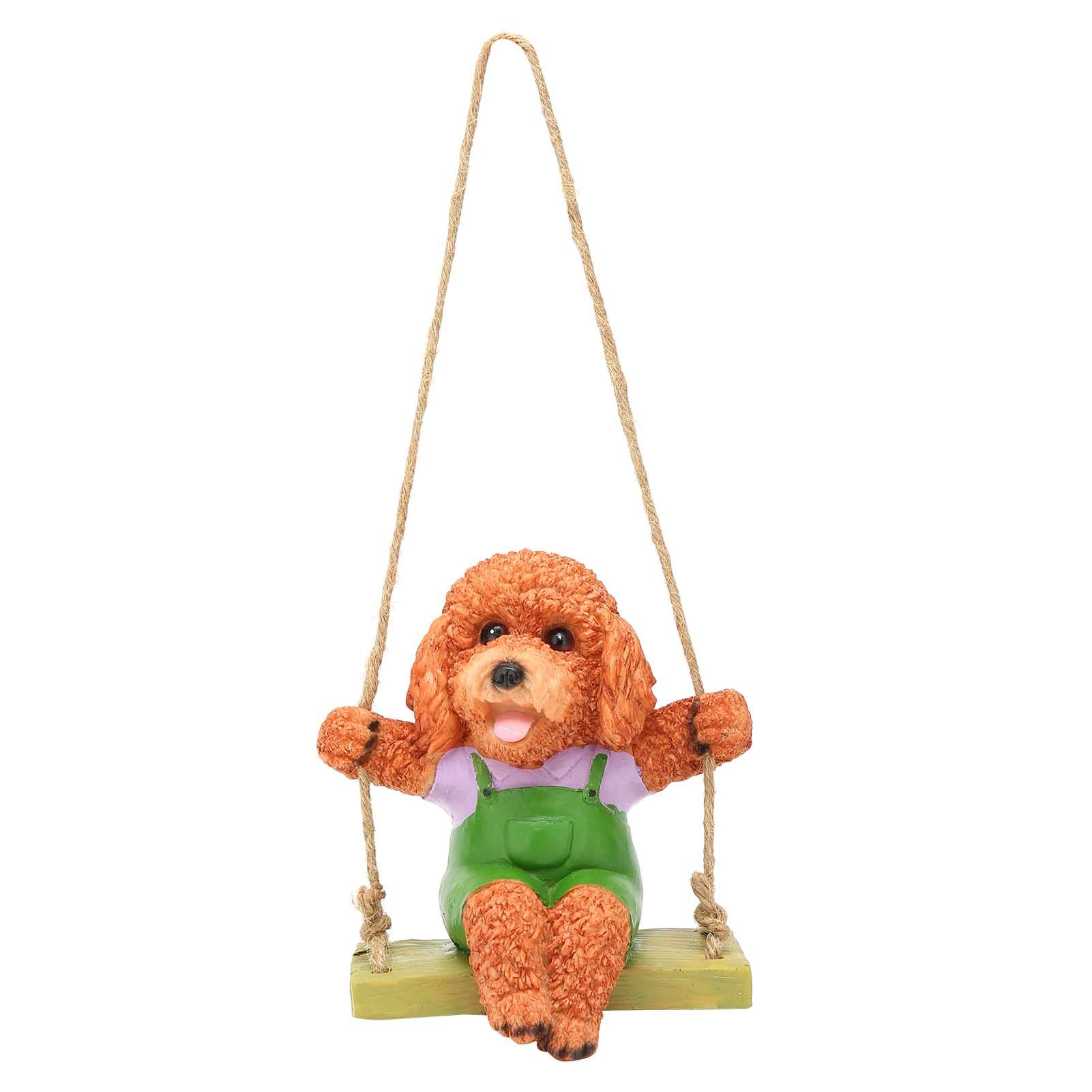 Swing Animal Hanging Teddy Dog Cartoon Garden Decoration Pendant Style Resin view 2