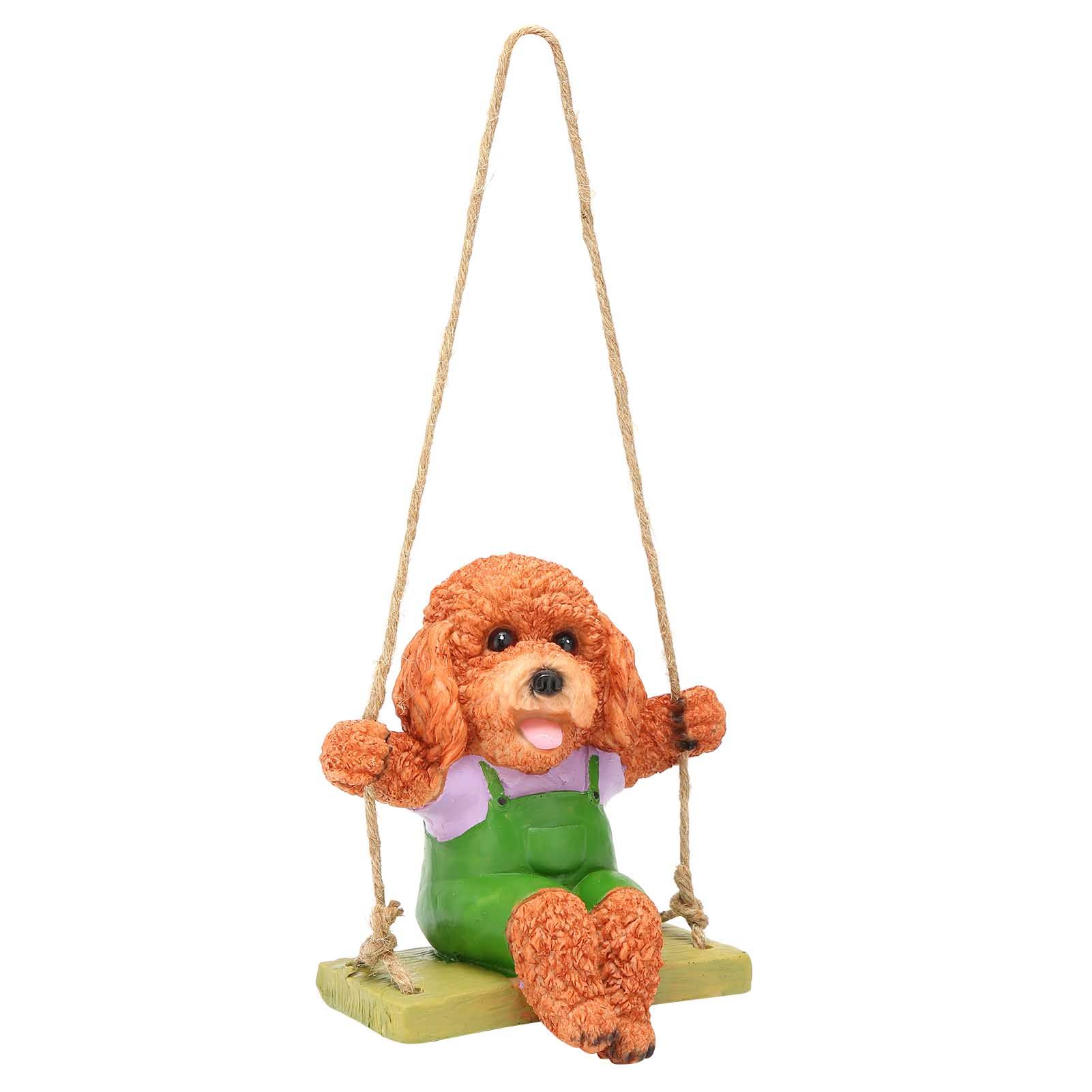 Swing Animal Hanging Teddy Dog Cartoon Garden Decoration Pendant Style Resin view 3