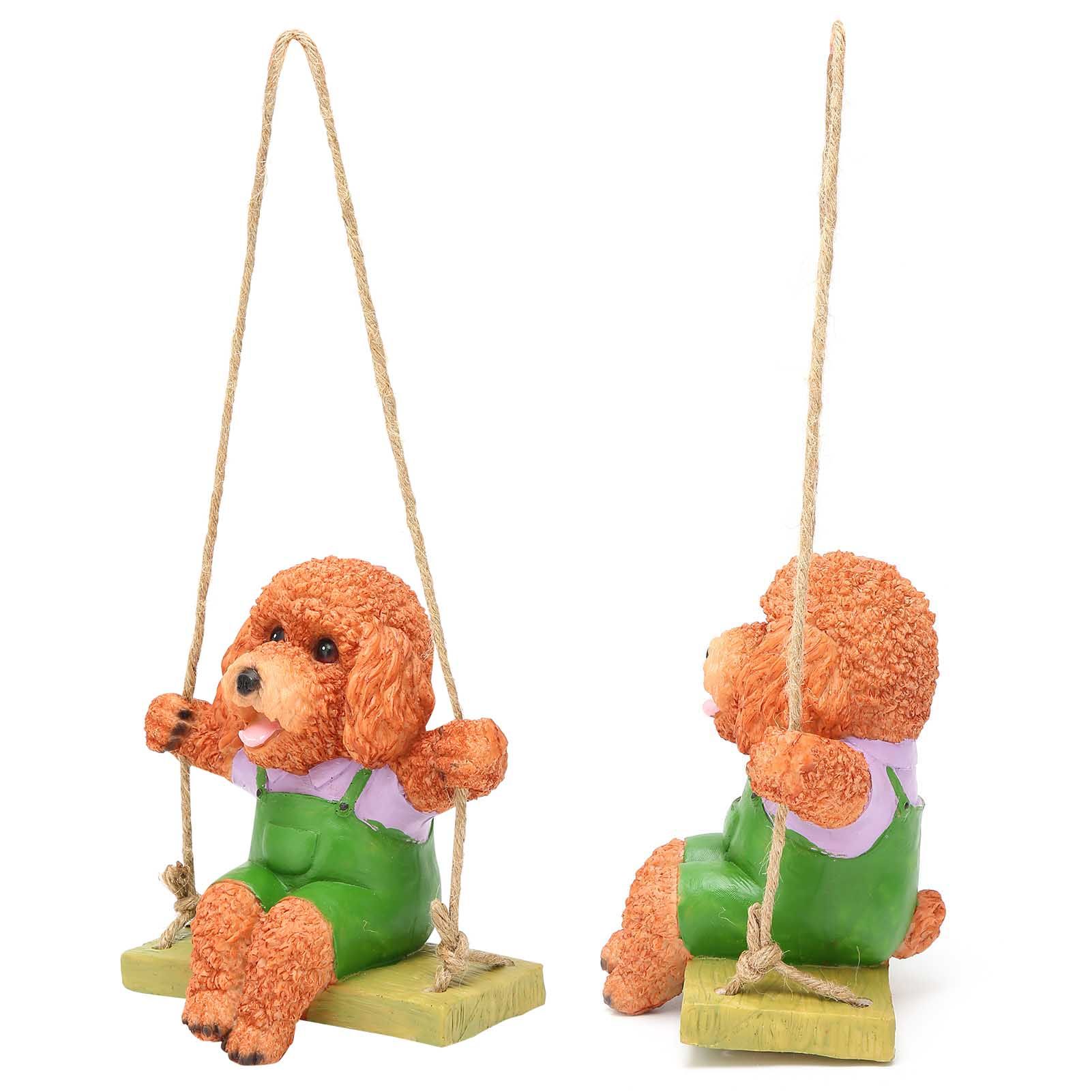 Swing Animal Hanging Teddy Dog Cartoon Garden Decoration Pendant Style Resin view 4