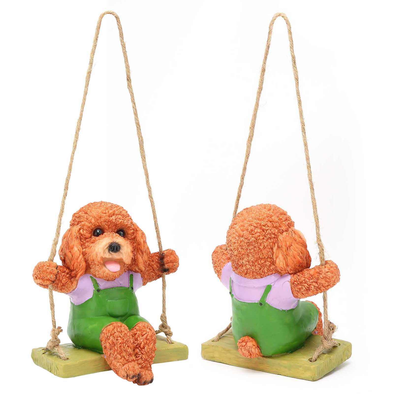 Swing Animal Hanging Teddy Dog Cartoon Garden Decoration Pendant Style Resin view 5