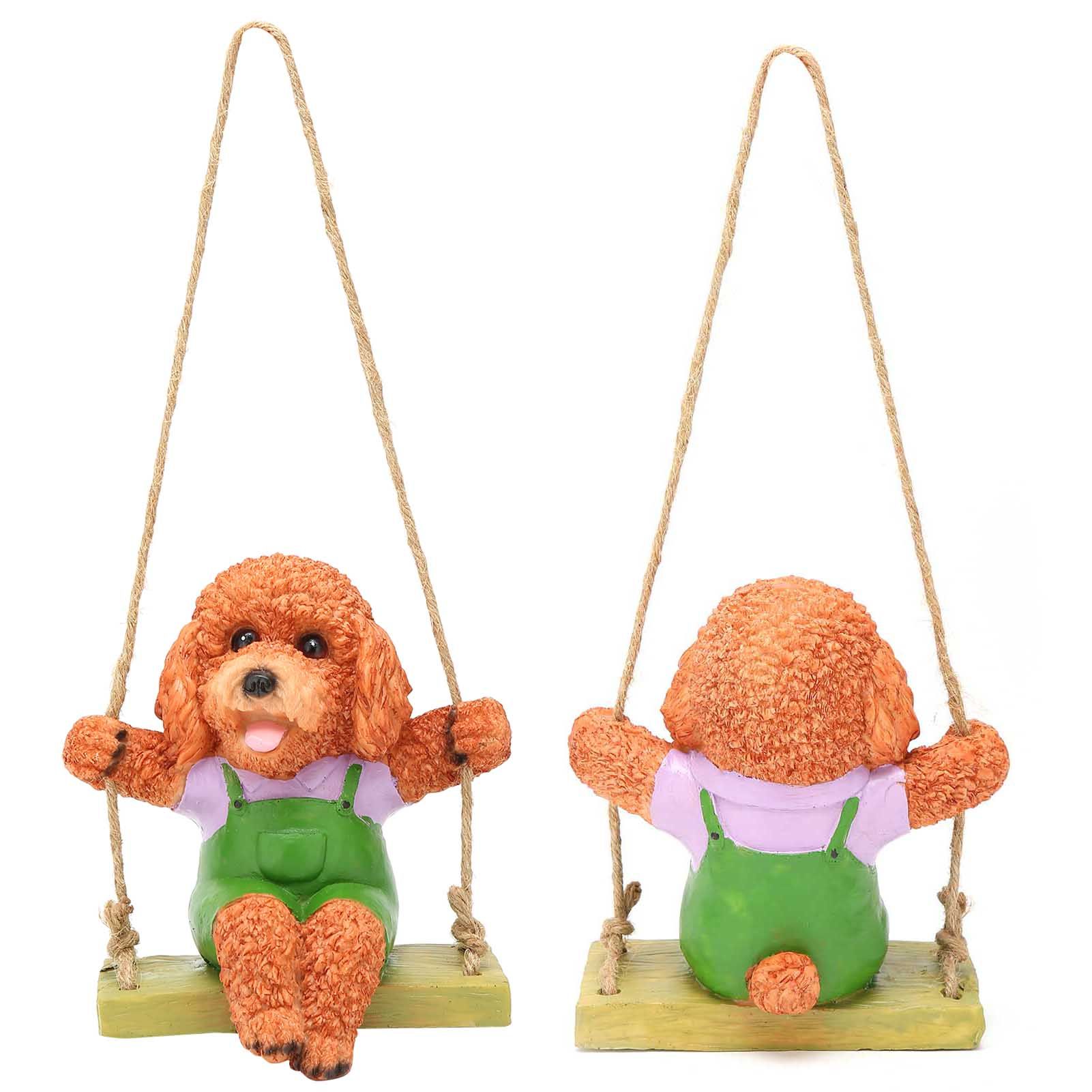 Swing Animal Hanging Teddy Dog Cartoon Garden Decoration Pendant Style Resin view 6
