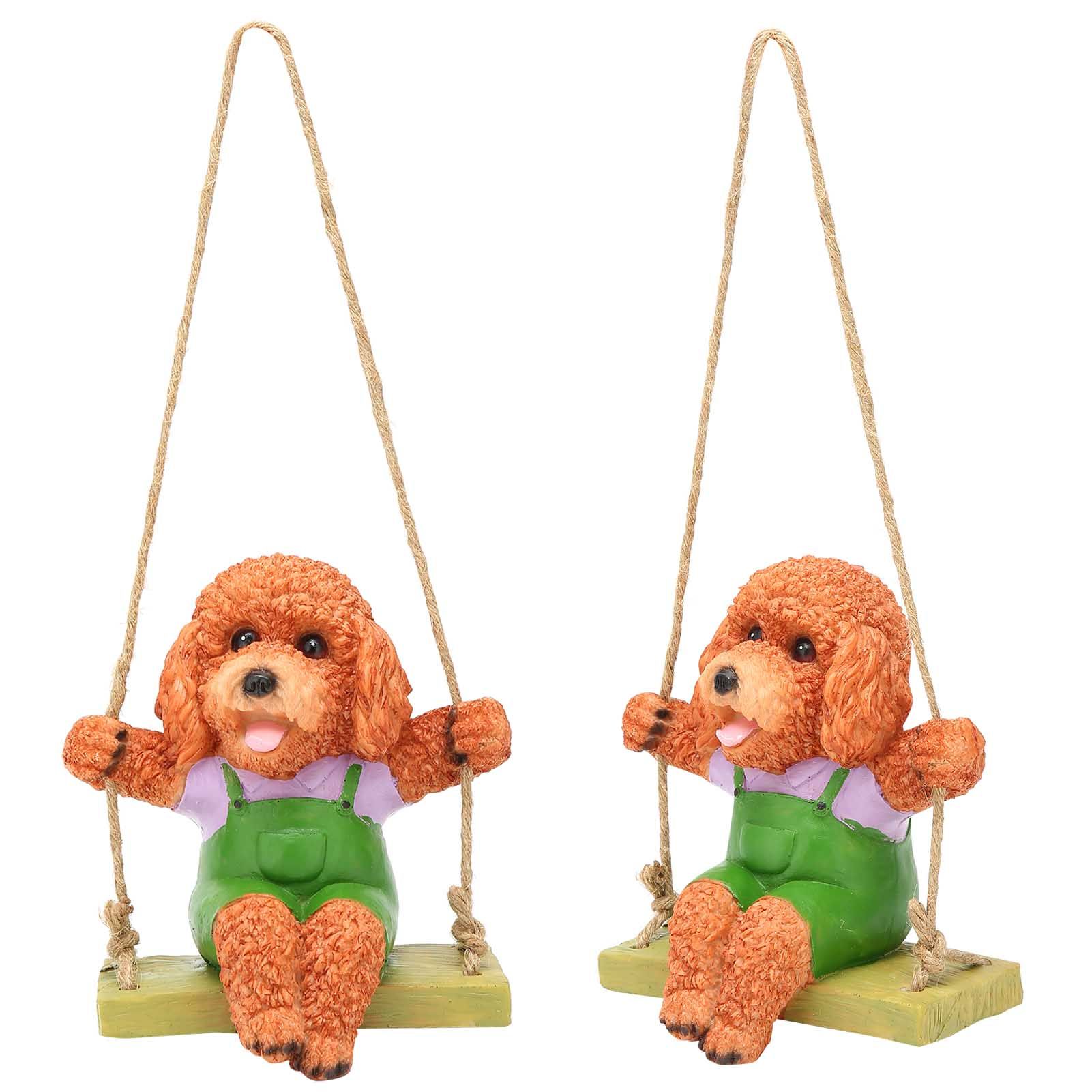 Swing Animal Hanging Teddy Dog Cartoon Garden Decoration Pendant Style Resin view 7