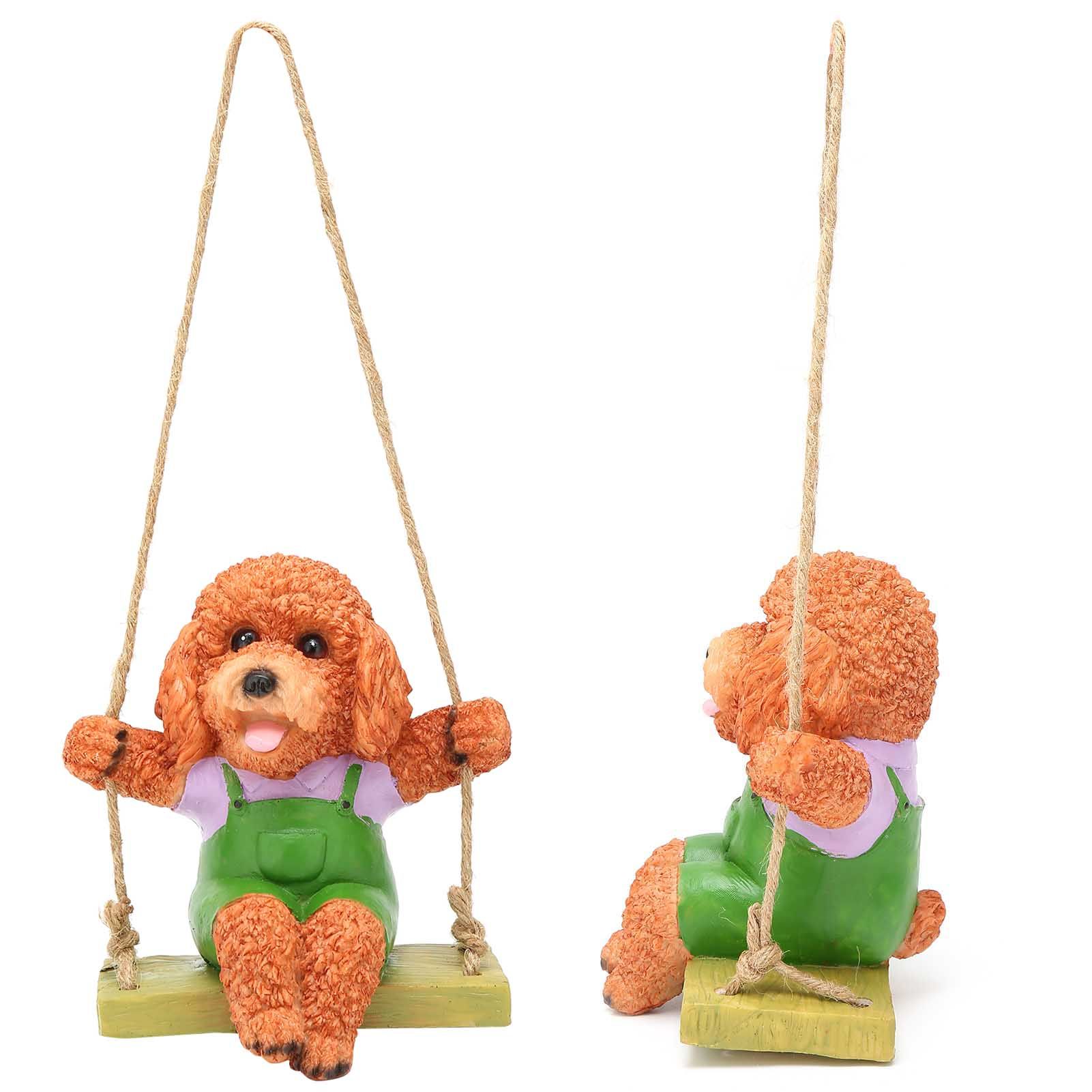 Swing Animal Hanging Teddy Dog Cartoon Garden Decoration Pendant Style Resin view 8