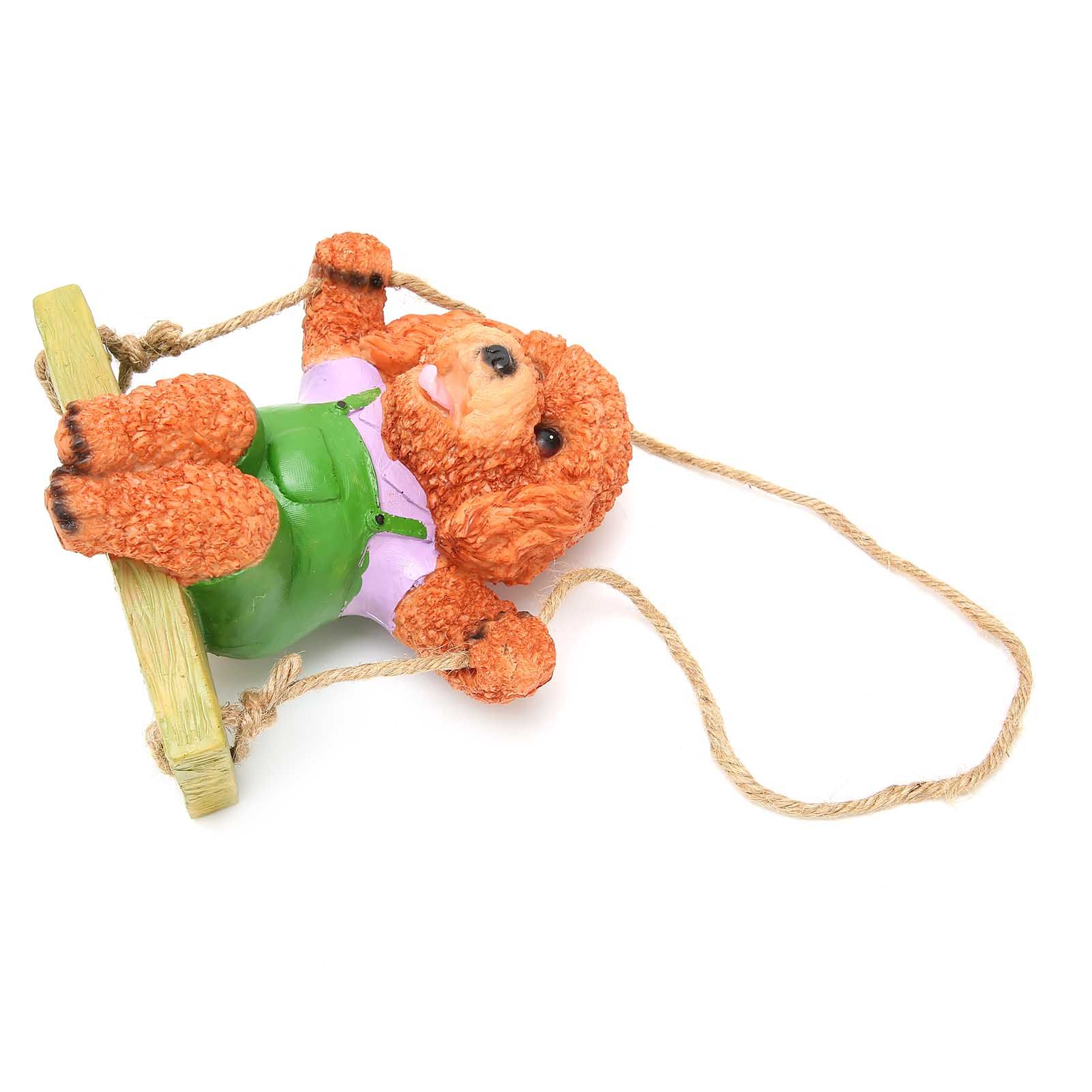 Swing Animal Hanging Teddy Dog Cartoon Garden Decoration Pendant Style Resin view 9