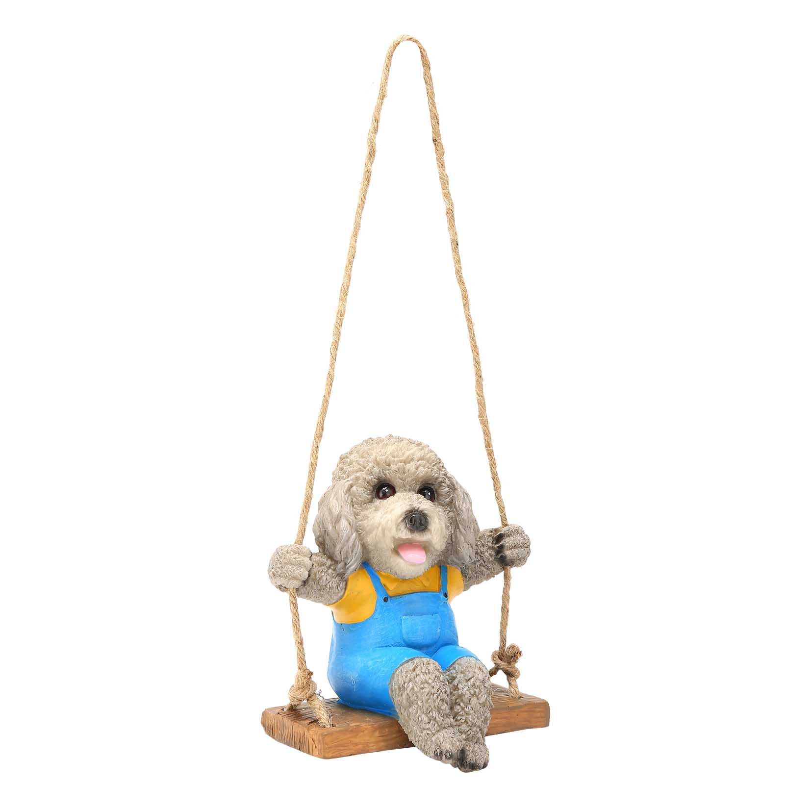 Swing Animal Hanging Teddy Dog Cartoon Garden Decoration Pendant Style Resin — image 1