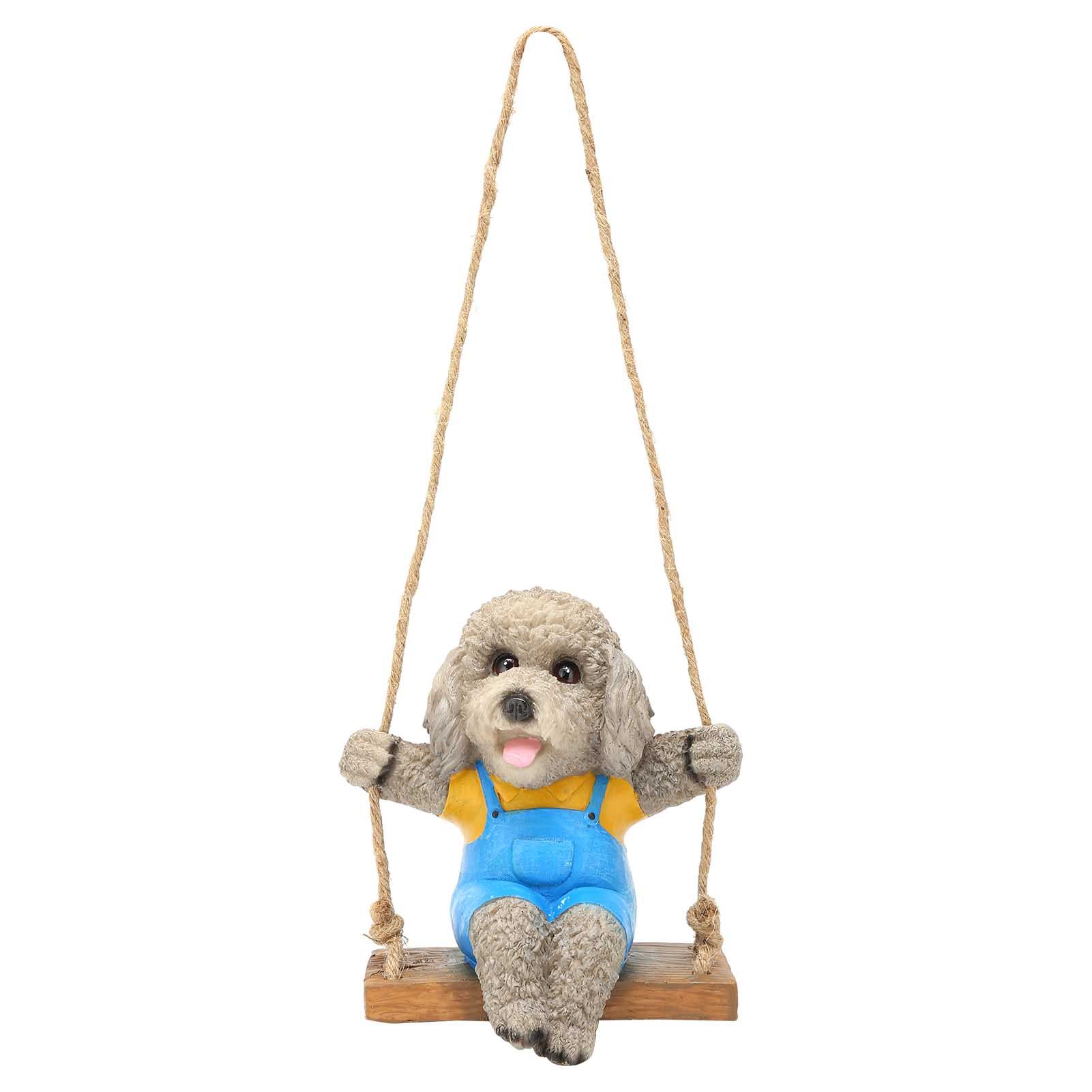 Swing Animal Hanging Teddy Dog Cartoon Garden Decoration Pendant Style Resin view 2