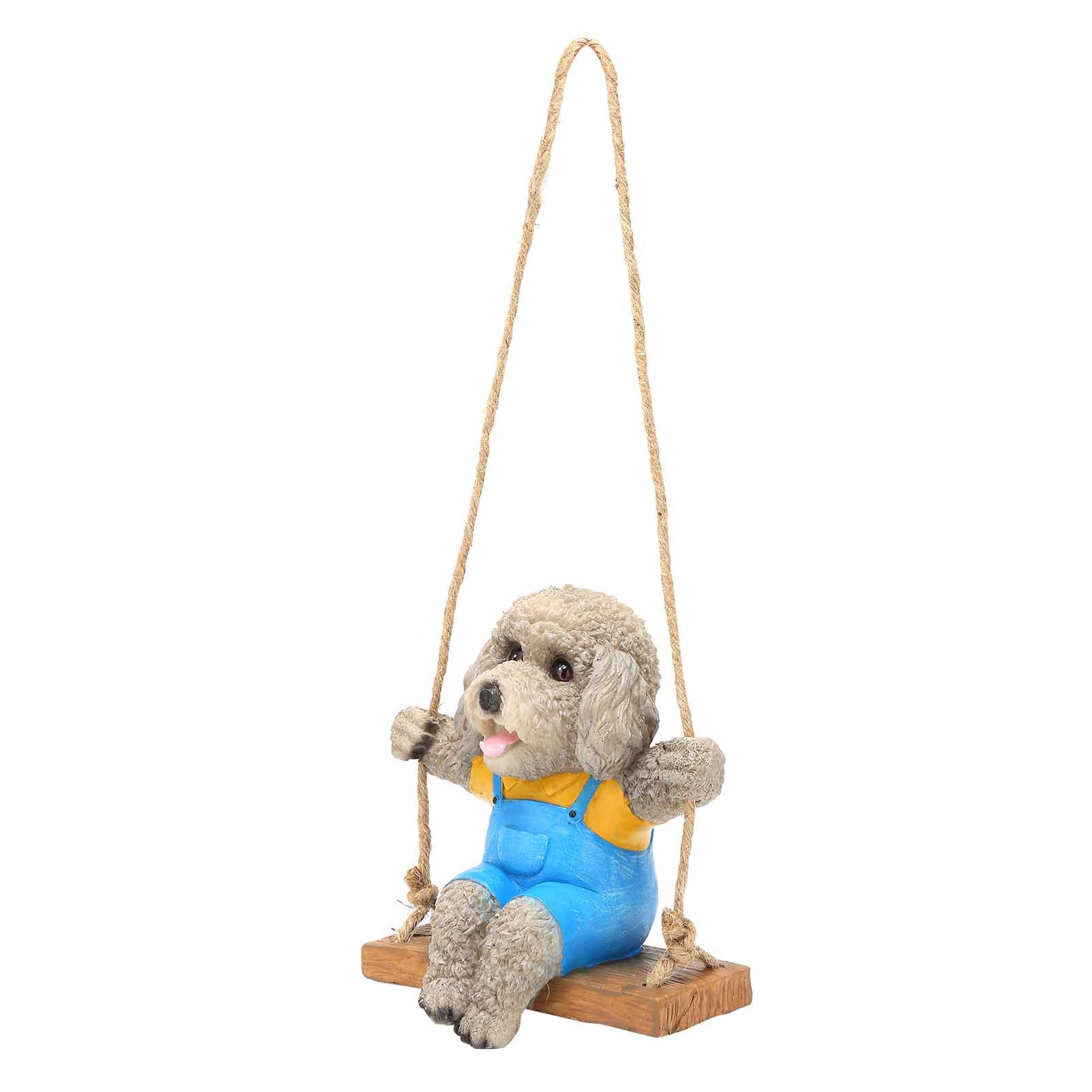 Swing Animal Hanging Teddy Dog Cartoon Garden Decoration Pendant Style Resin view 3