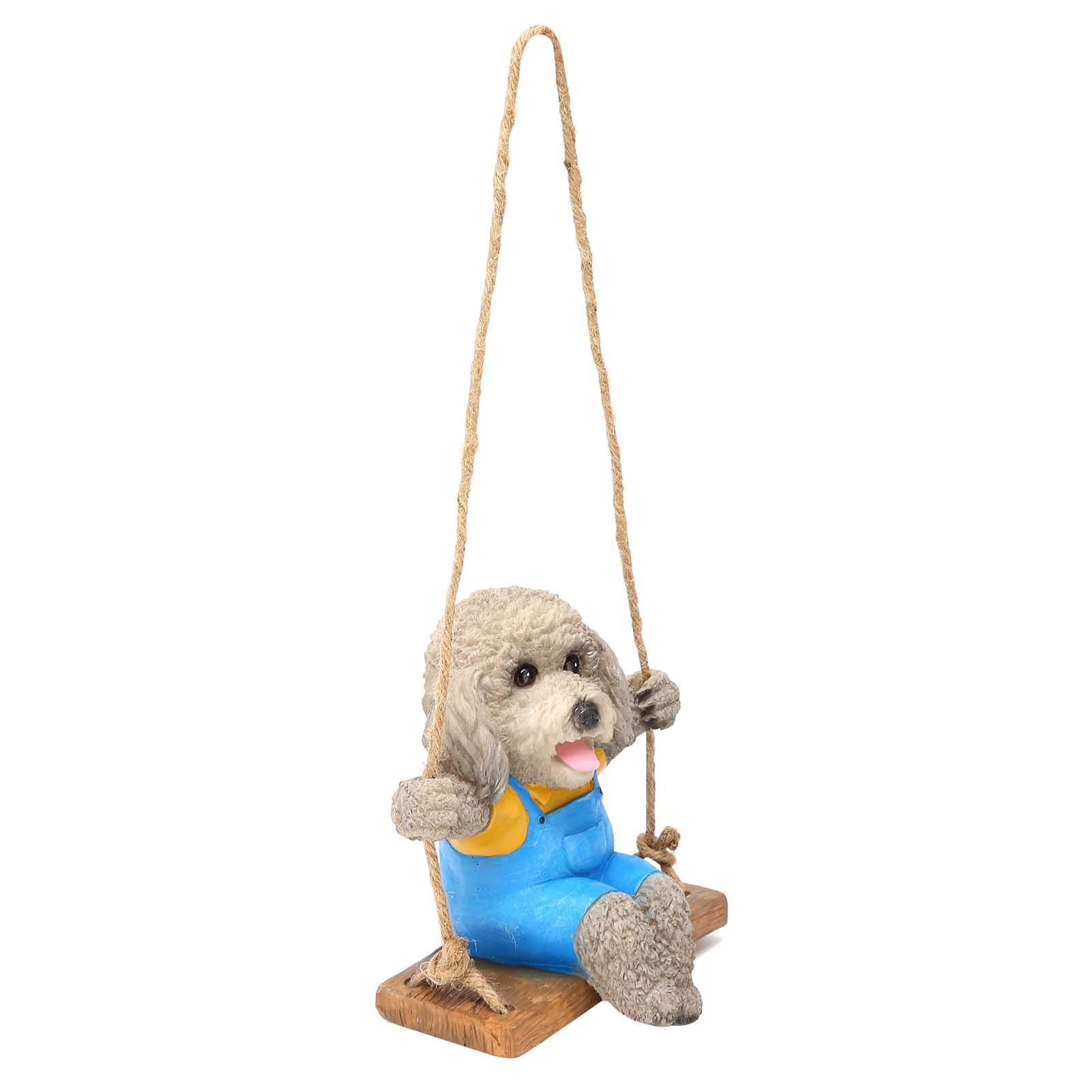 Swing Animal Hanging Teddy Dog Cartoon Garden Decoration Pendant Style Resin view 4
