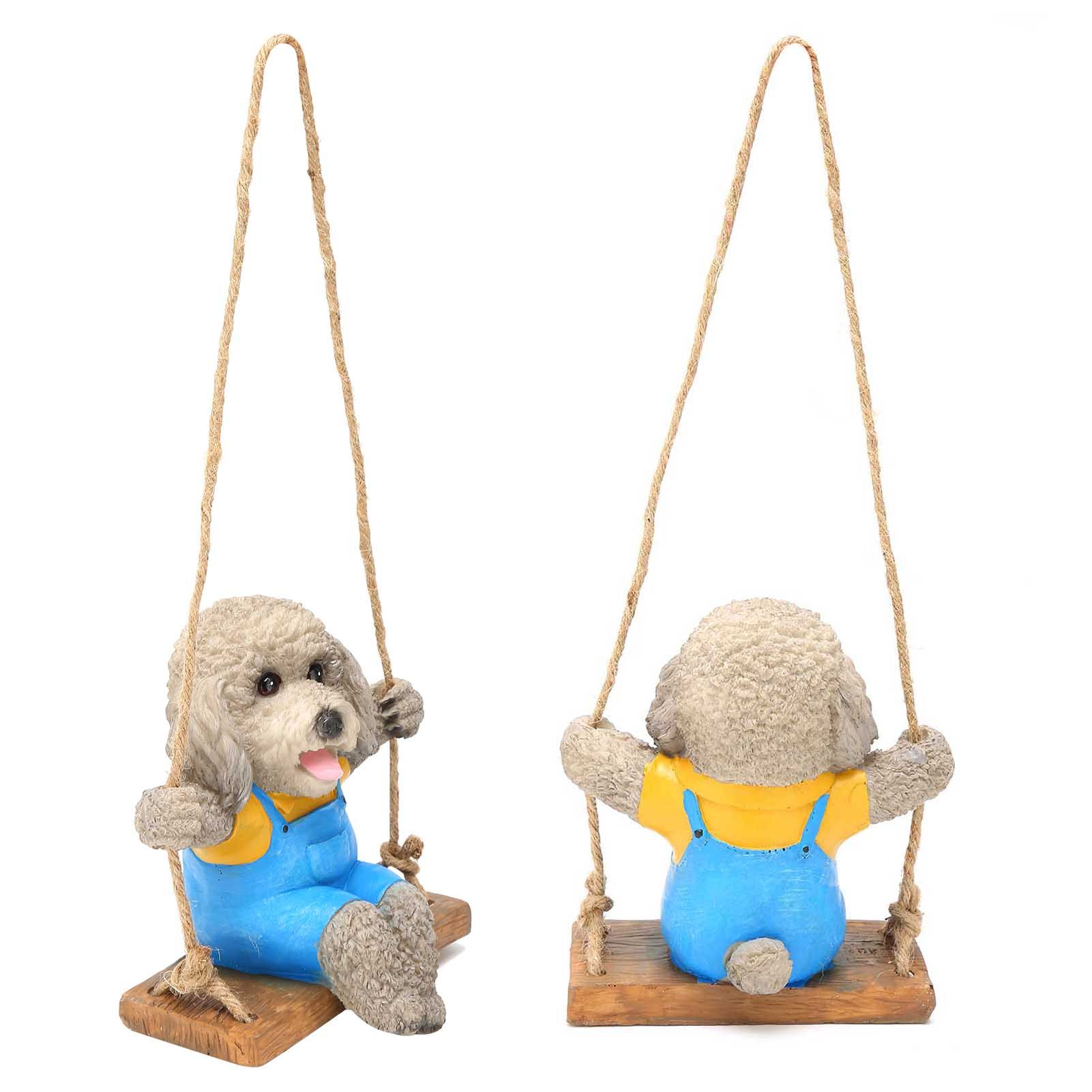 Swing Animal Hanging Teddy Dog Cartoon Garden Decoration Pendant Style Resin view 5