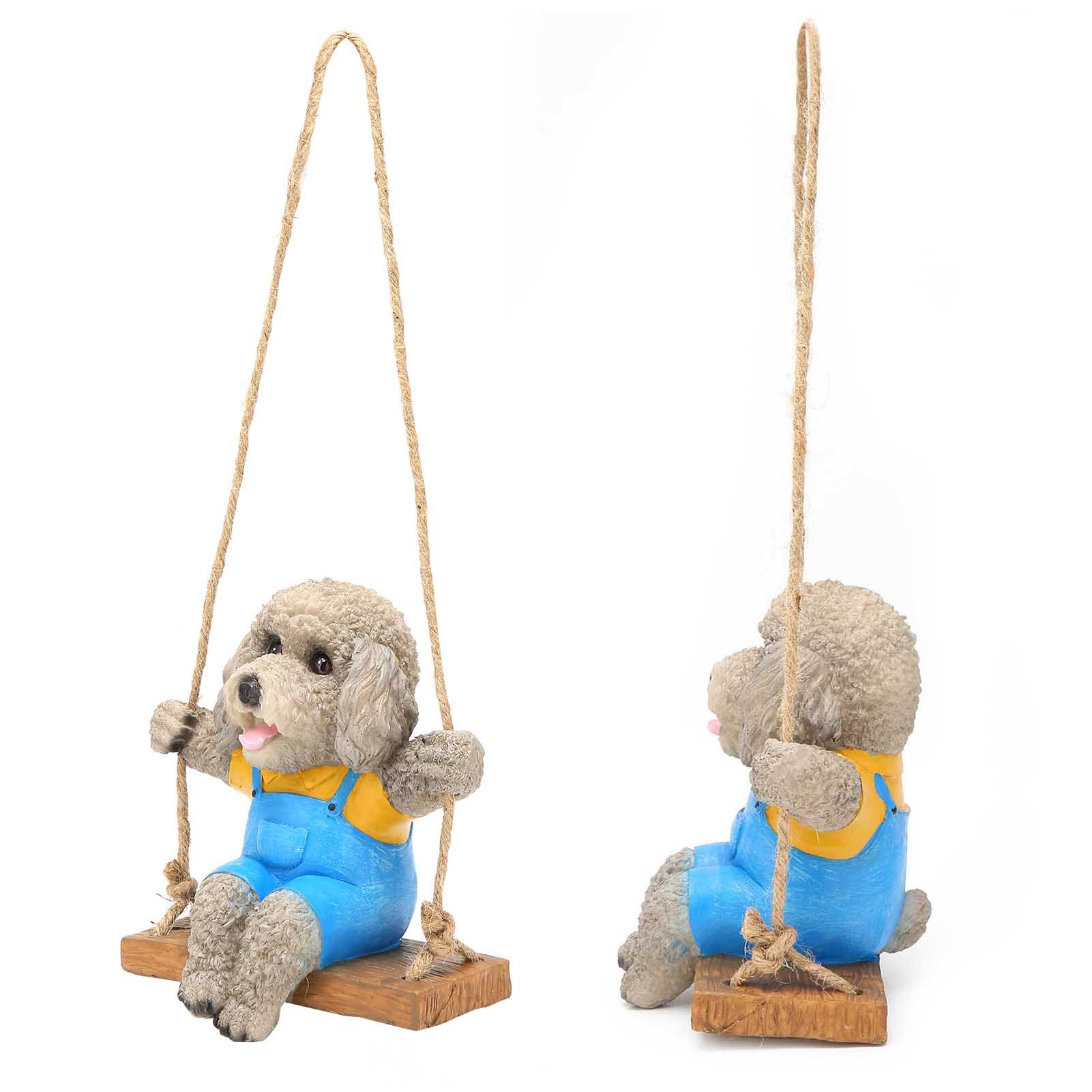 Swing Animal Hanging Teddy Dog Cartoon Garden Decoration Pendant Style Resin view 6