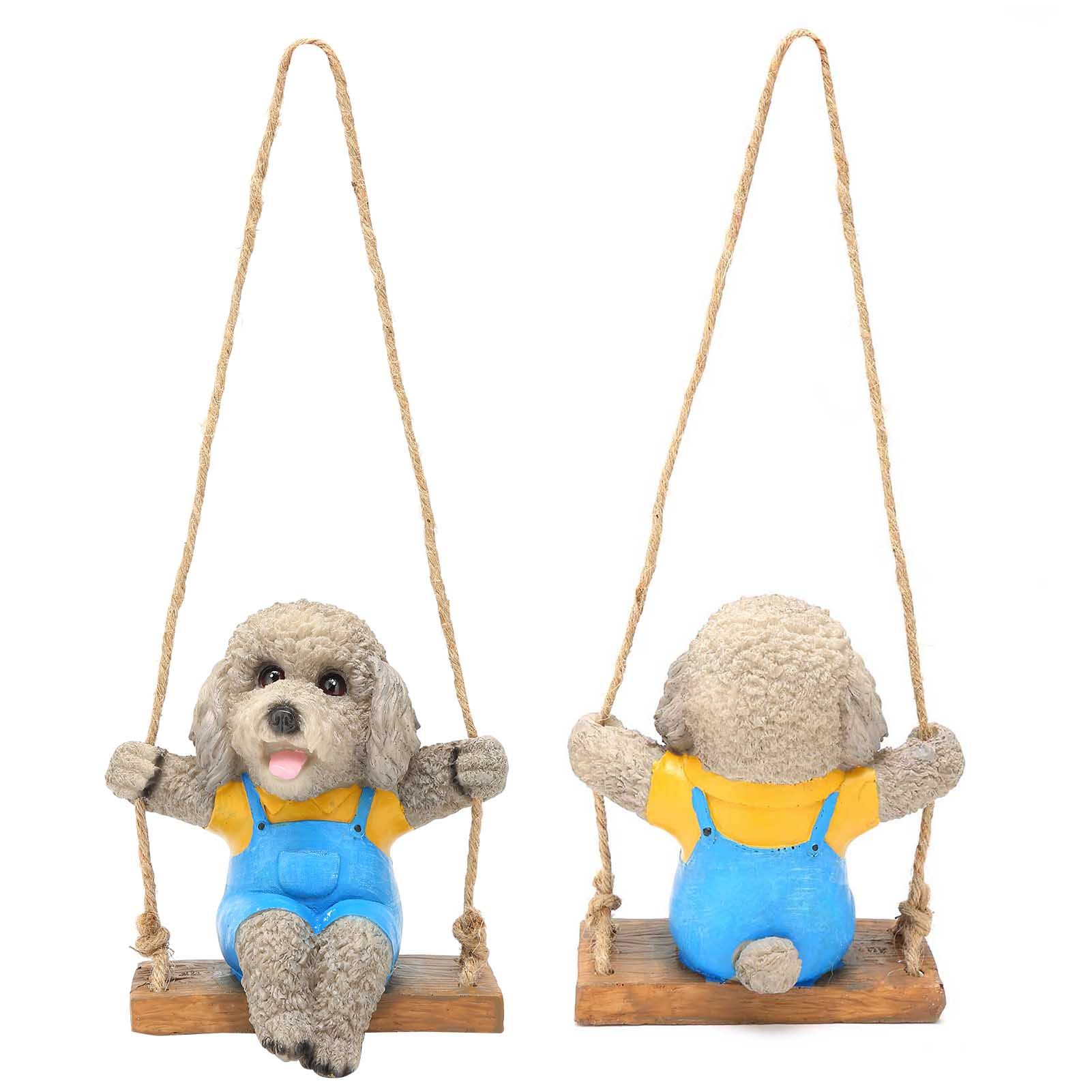 Swing Animal Hanging Teddy Dog Cartoon Garden Decoration Pendant Style Resin view 7