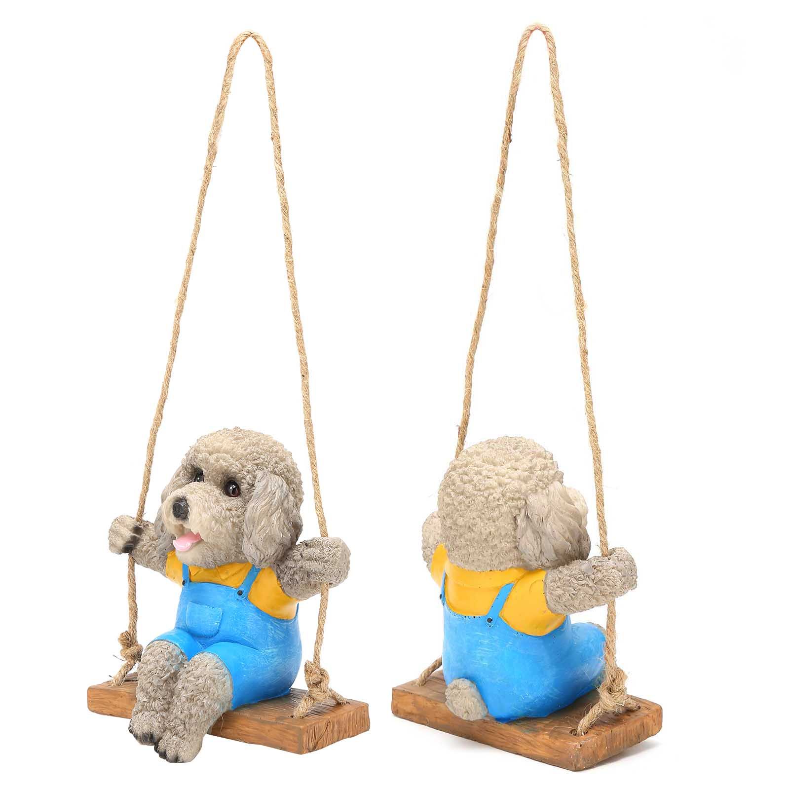Swing Animal Hanging Teddy Dog Cartoon Garden Decoration Pendant Style Resin view 8