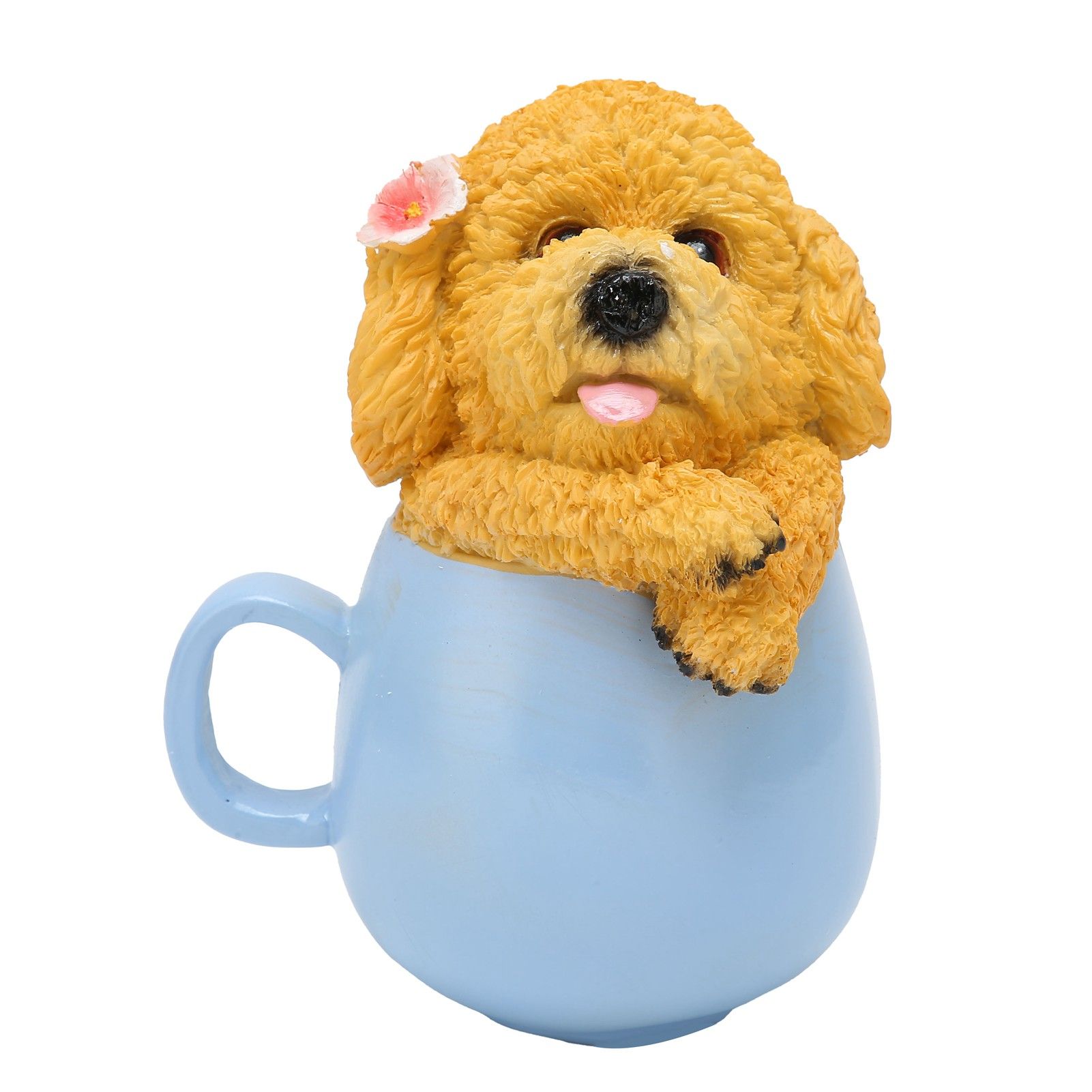Originality Cup Dog Ornament Synthetic Resin Crafts Garden Decoration for Home view 2