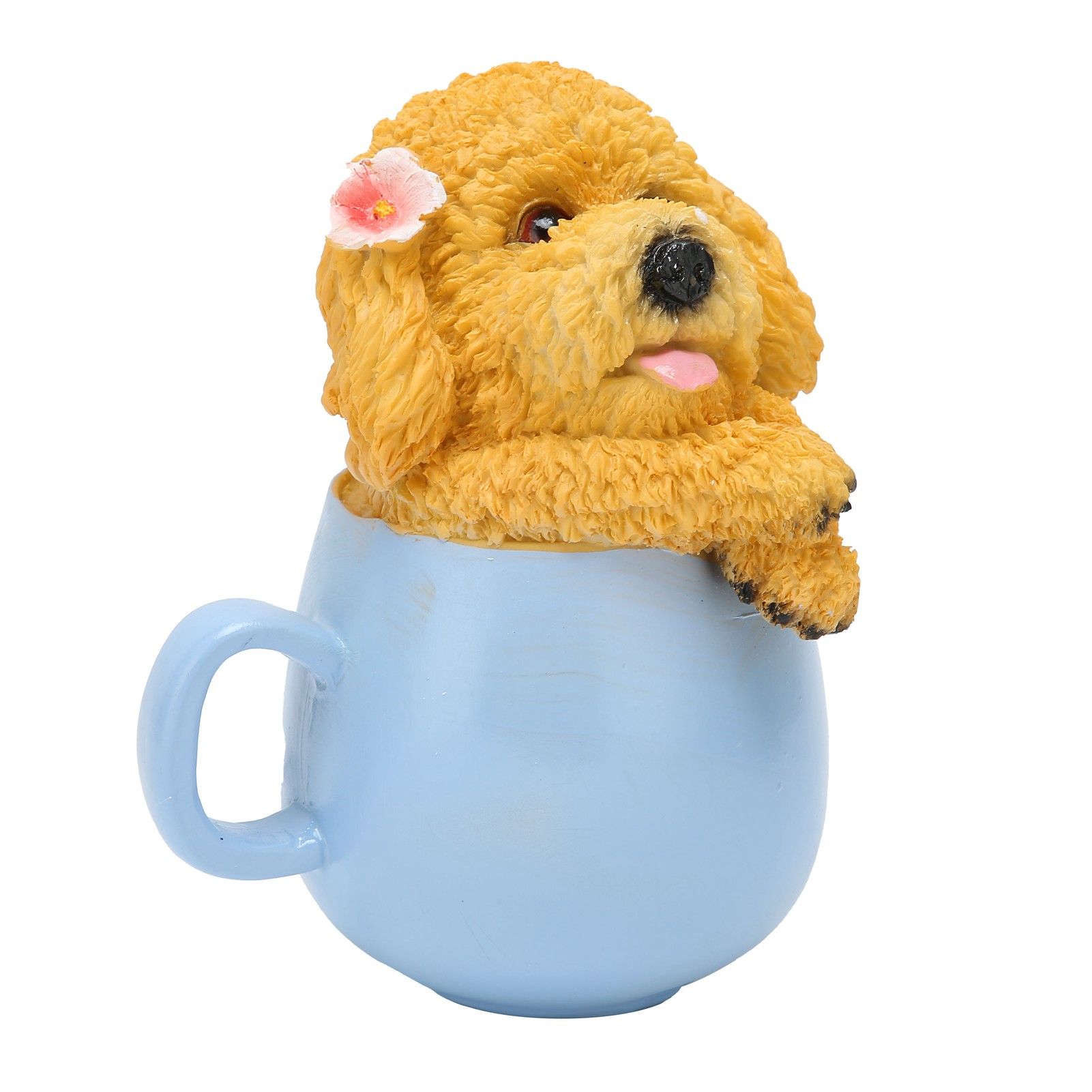 Originality Cup Dog Ornament Synthetic Resin Crafts Garden Decoration for Home view 3