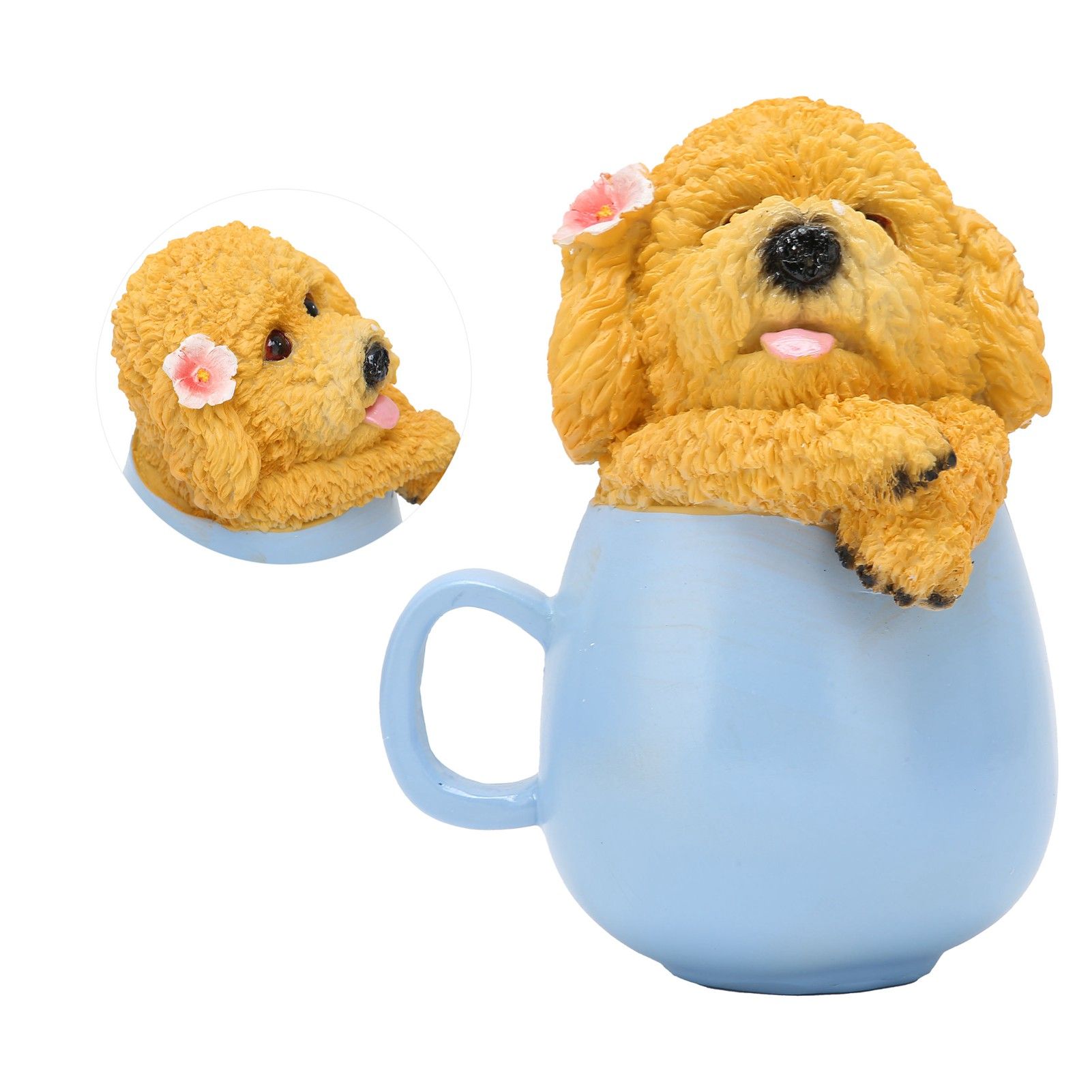Originality Cup Dog Ornament Synthetic Resin Crafts Garden Decoration for Home view 10