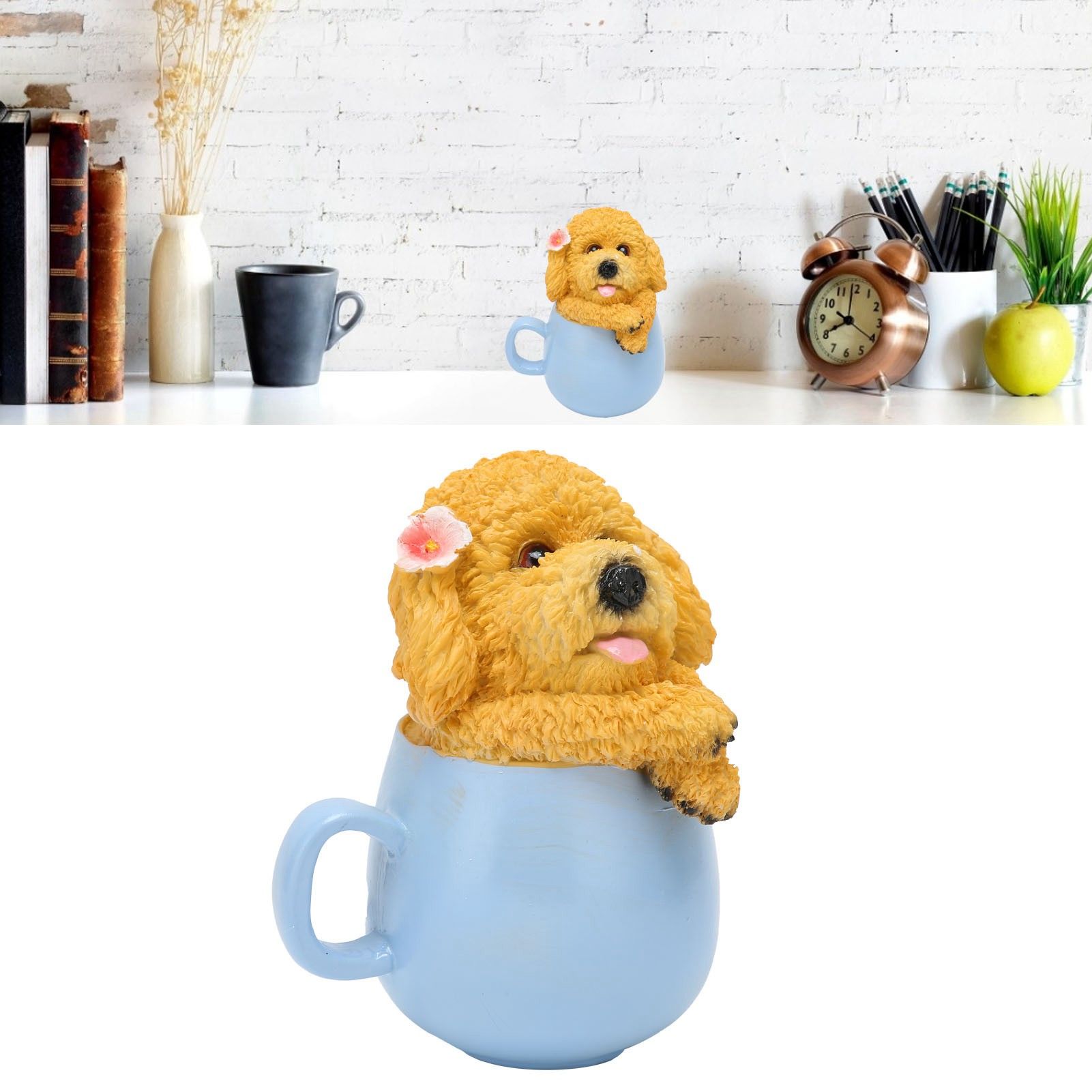 Originality Cup Dog Ornament Synthetic Resin Crafts Garden Decoration for Home view 11