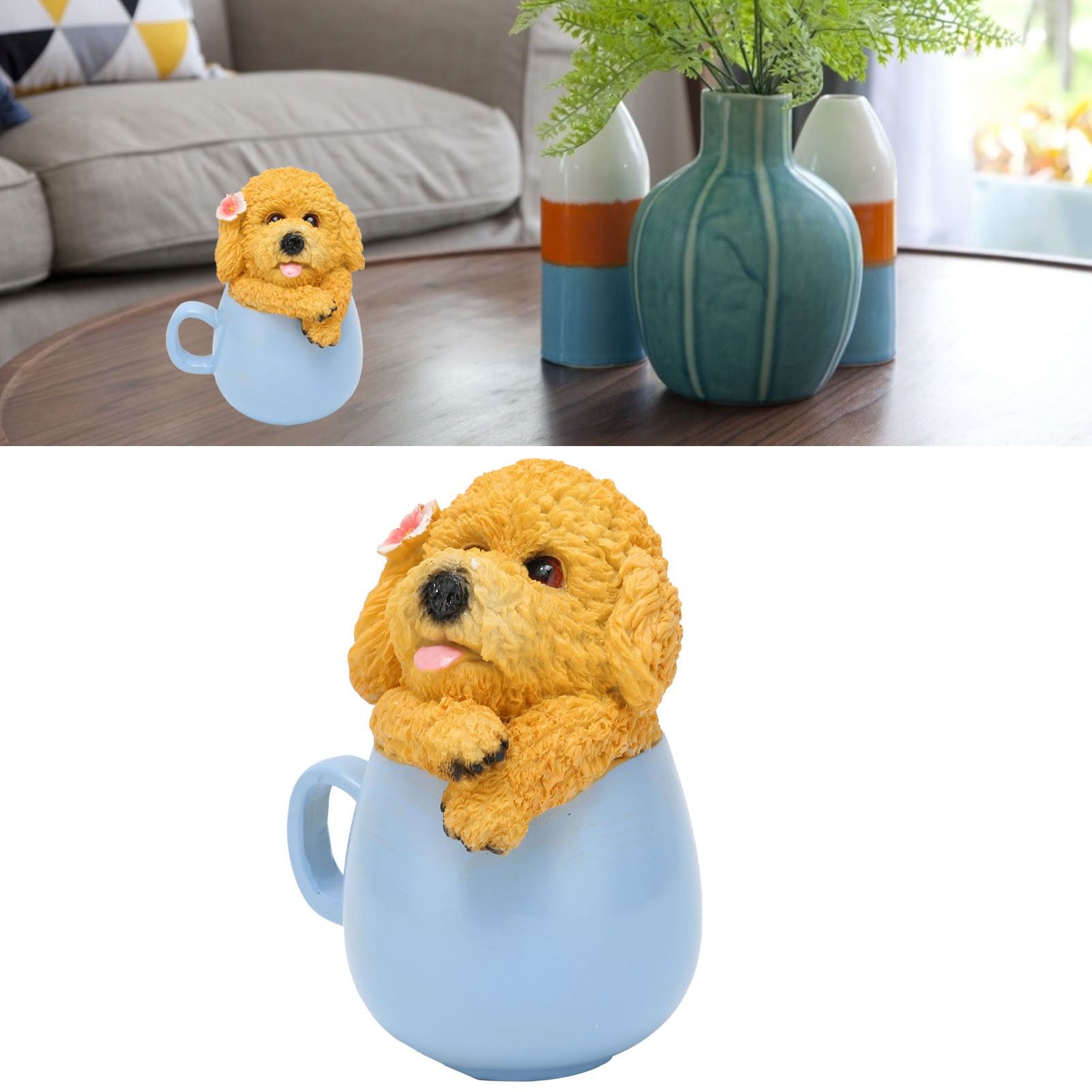 Originality Cup Dog Ornament Synthetic Resin Crafts Garden Decoration for Home view 12