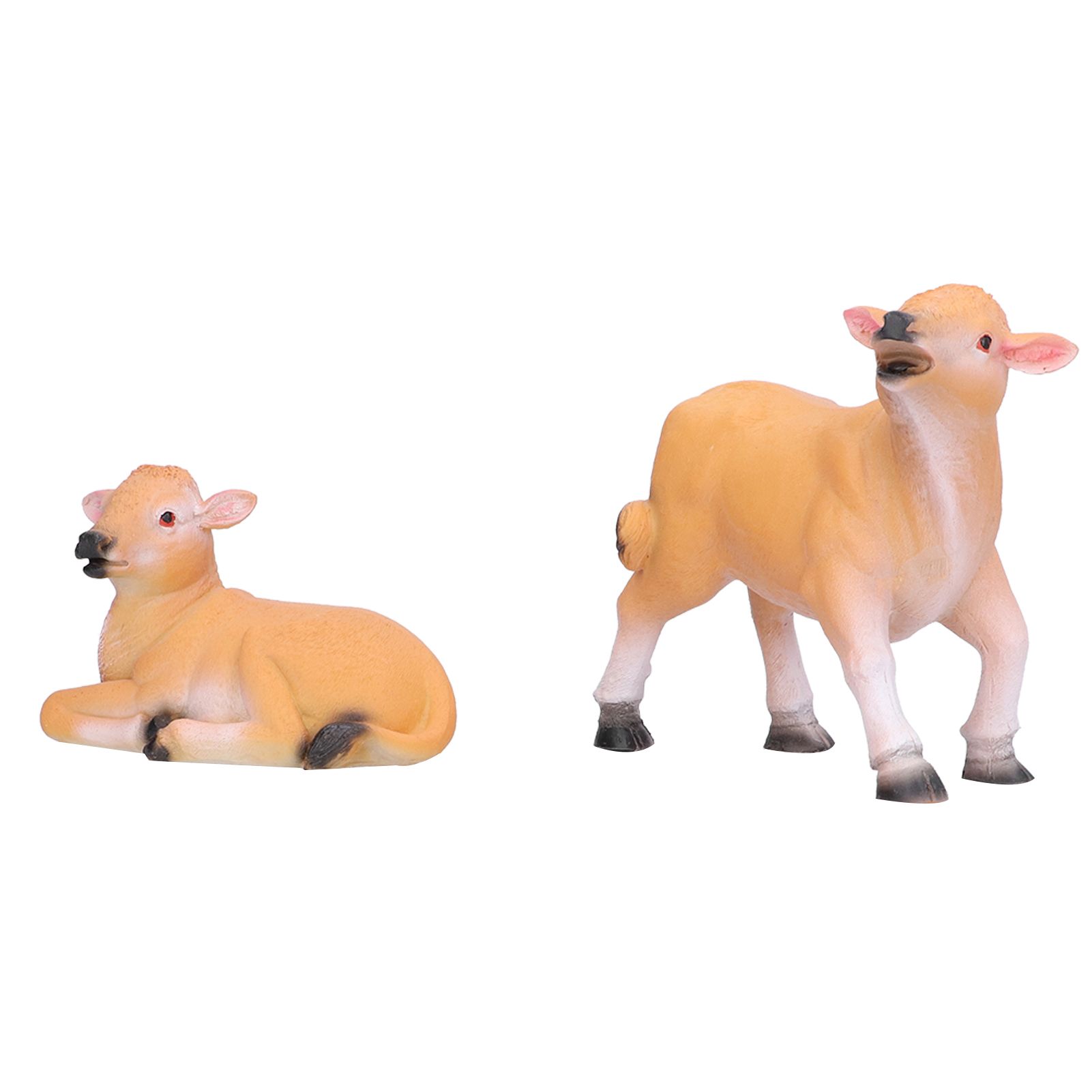 Resin Cattle Ornament 2pcs Animal Model Cattle Figurine Crafts for Garden view 3