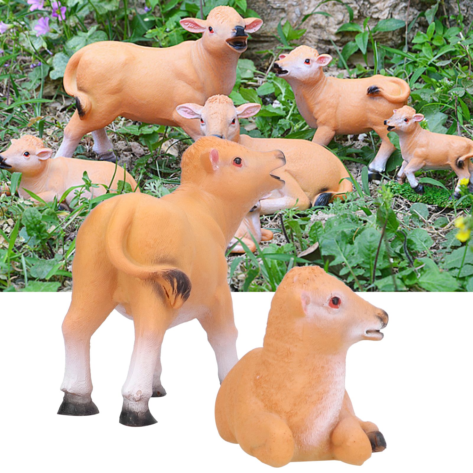 Resin Cattle Ornament 2pcs Animal Model Cattle Figurine Crafts for Garden view 11
