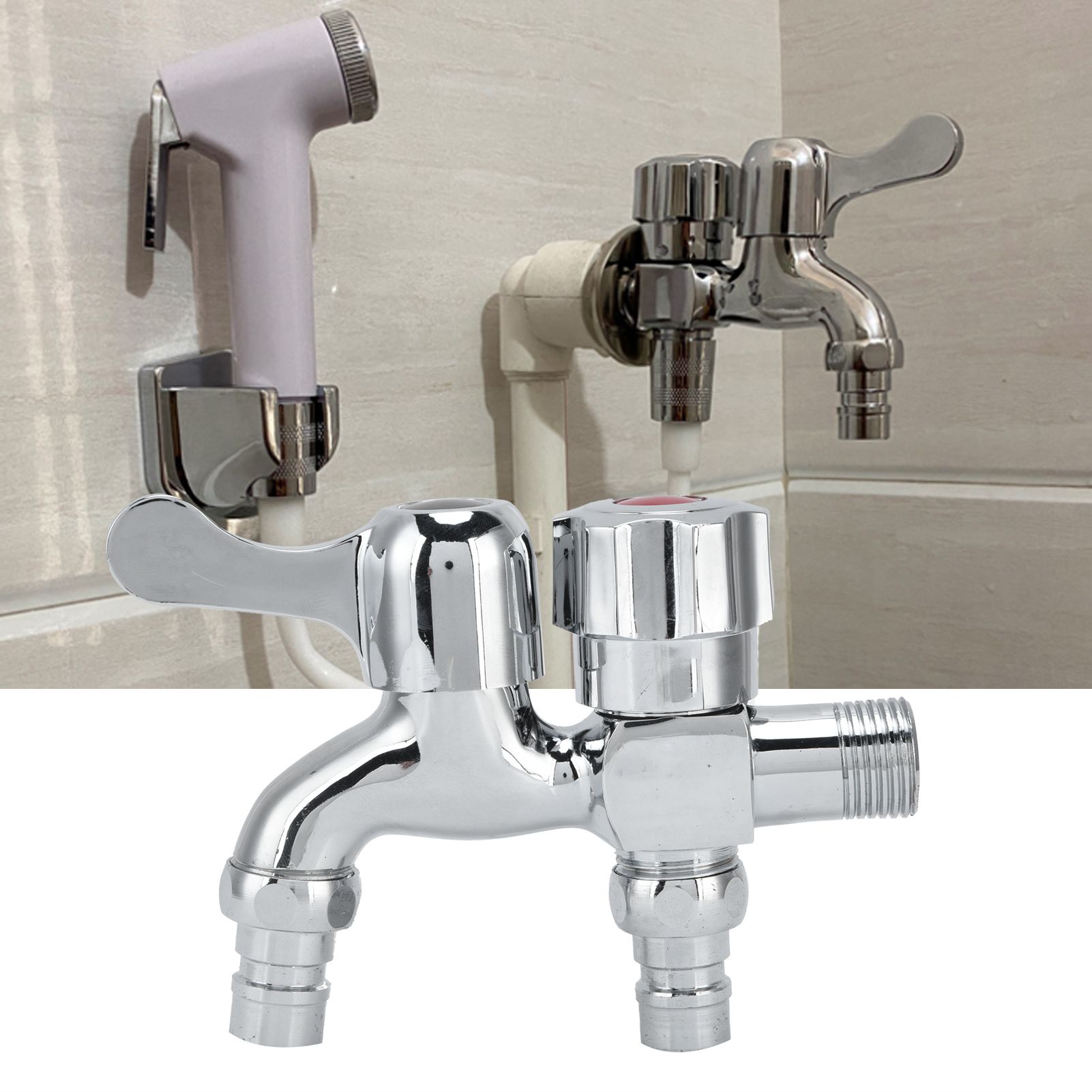 G1/2 Male Thread Double Faucet Washing Machine Faucet Water Tap for Garden view 12