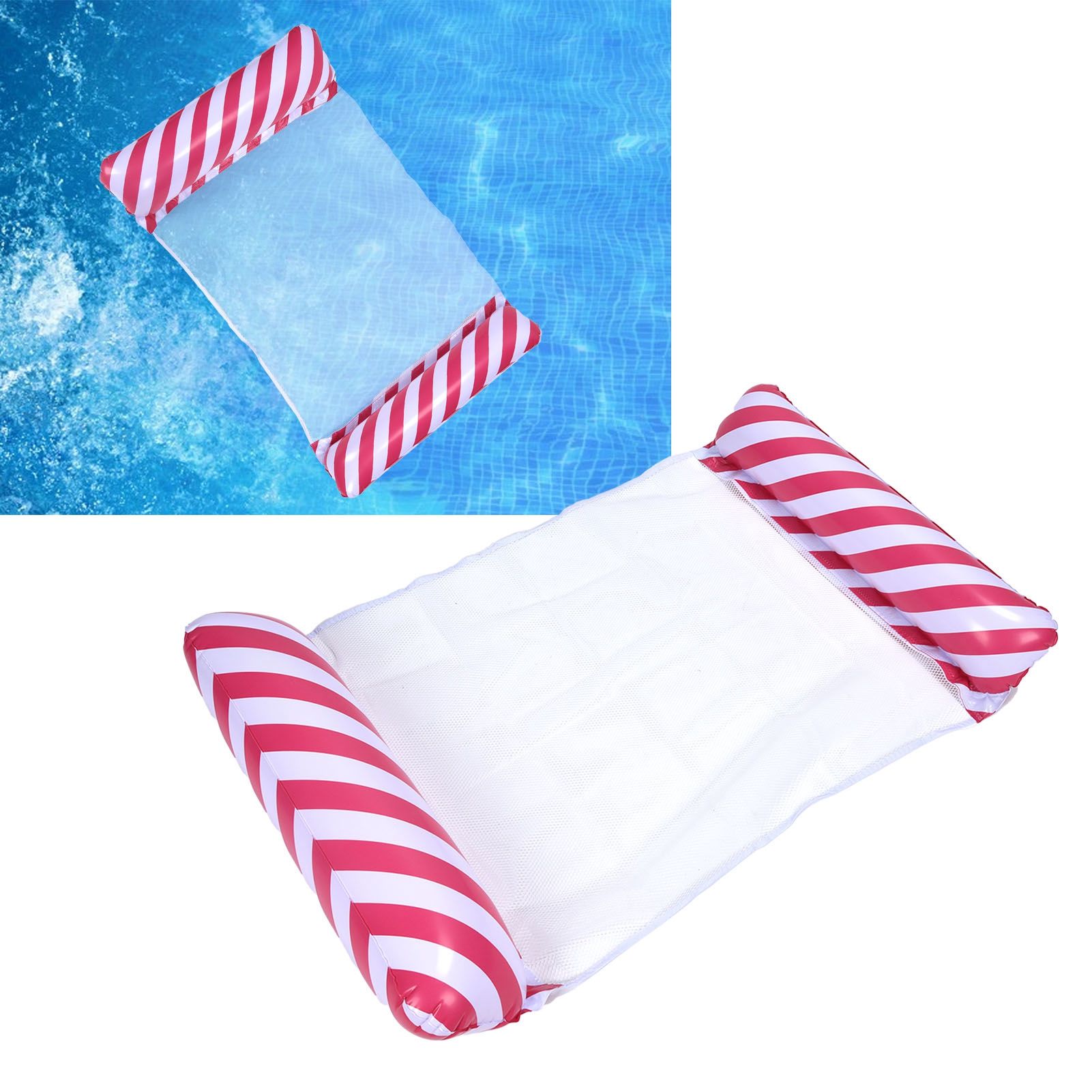 Stripe Pattern Inflatable Float Bed MultiPurpose Water Hammock Pool Lounger view 12