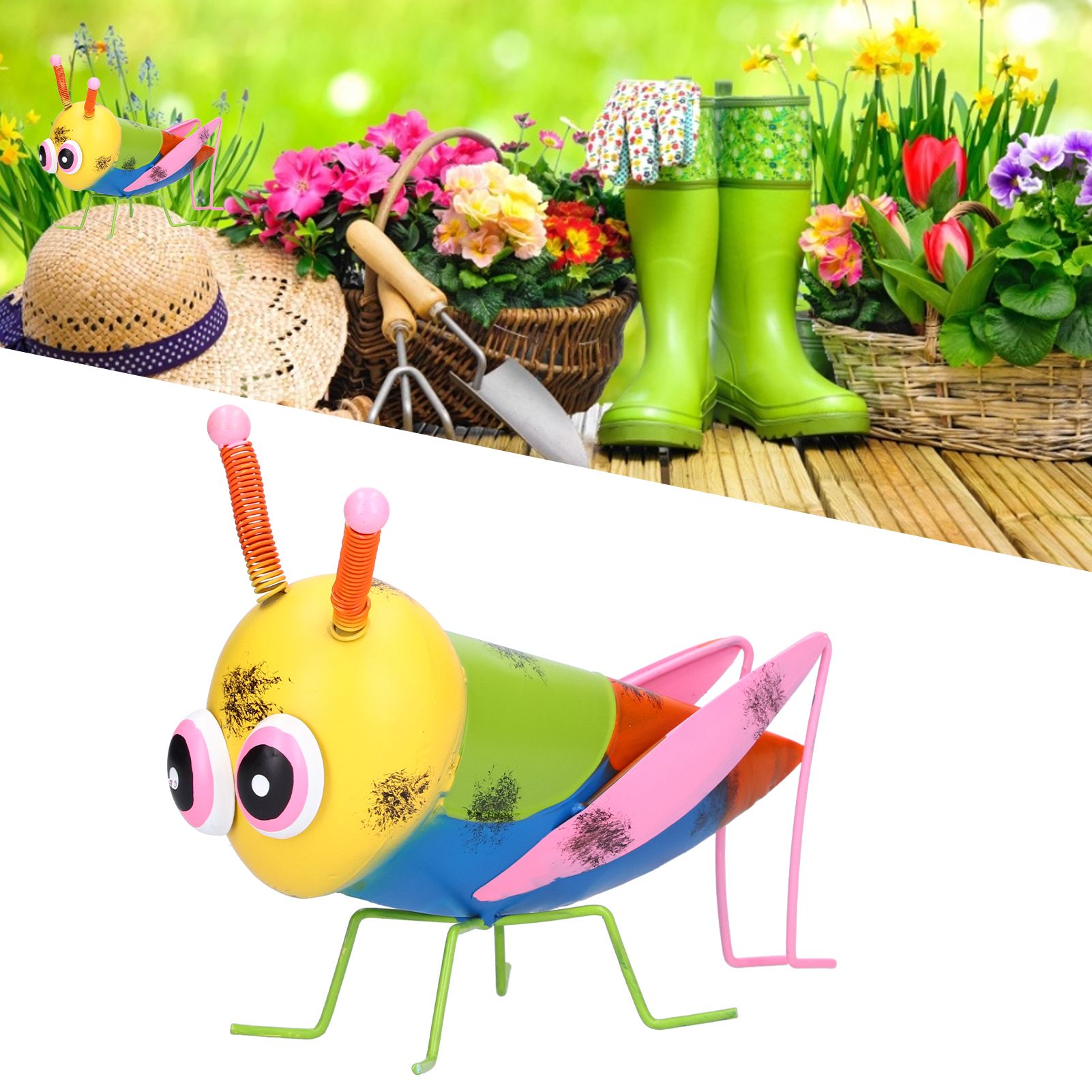 Garden Ornament Iron Material AntiCorrosion Grasshopper for Outdoor Patio Lawn view 11