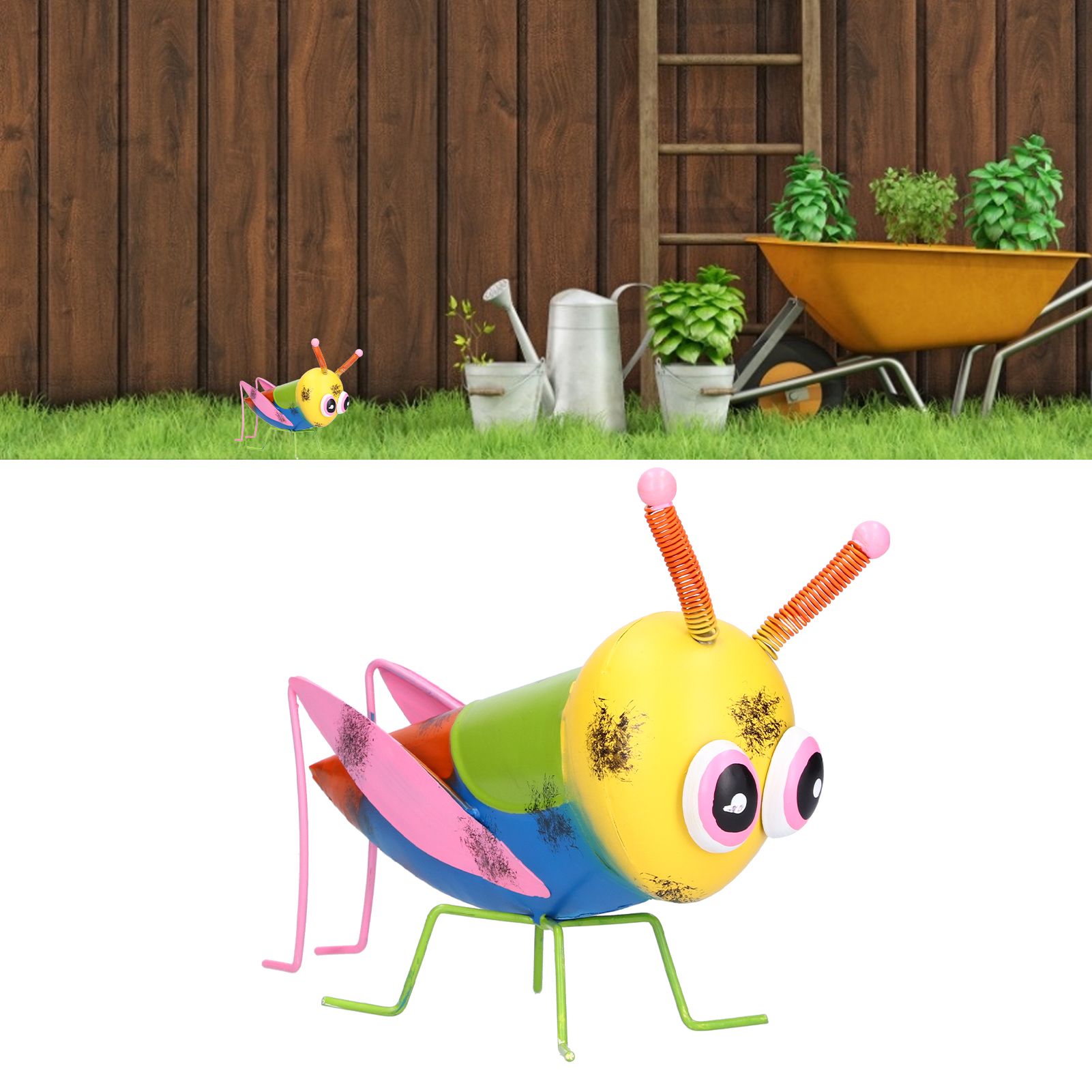 Garden Ornament Iron Material AntiCorrosion Grasshopper for Outdoor Patio Lawn view 12