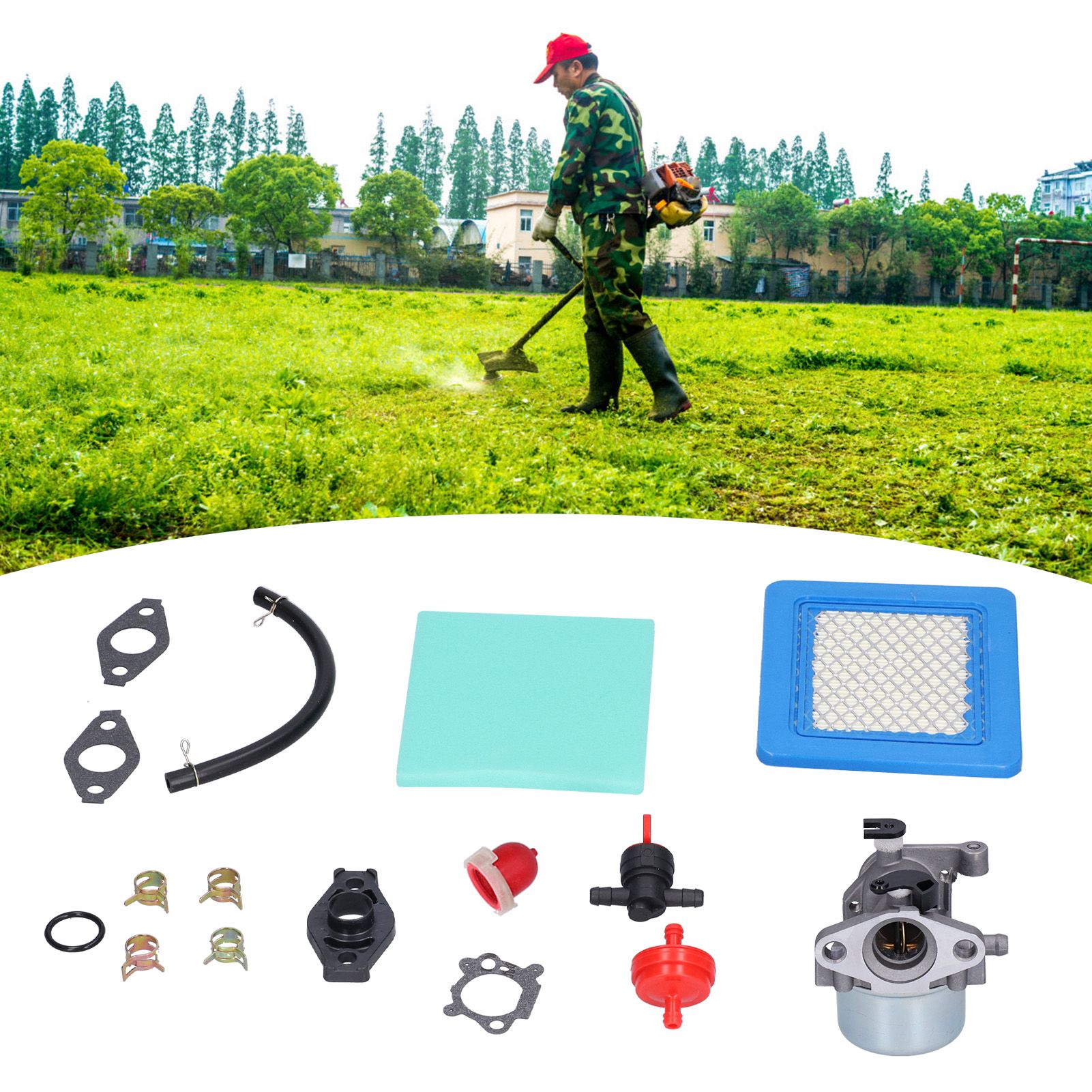 Carburetor Valve Air Filter Fuel Pipe Kit Lawn Mower Accessory for 799866 view 11