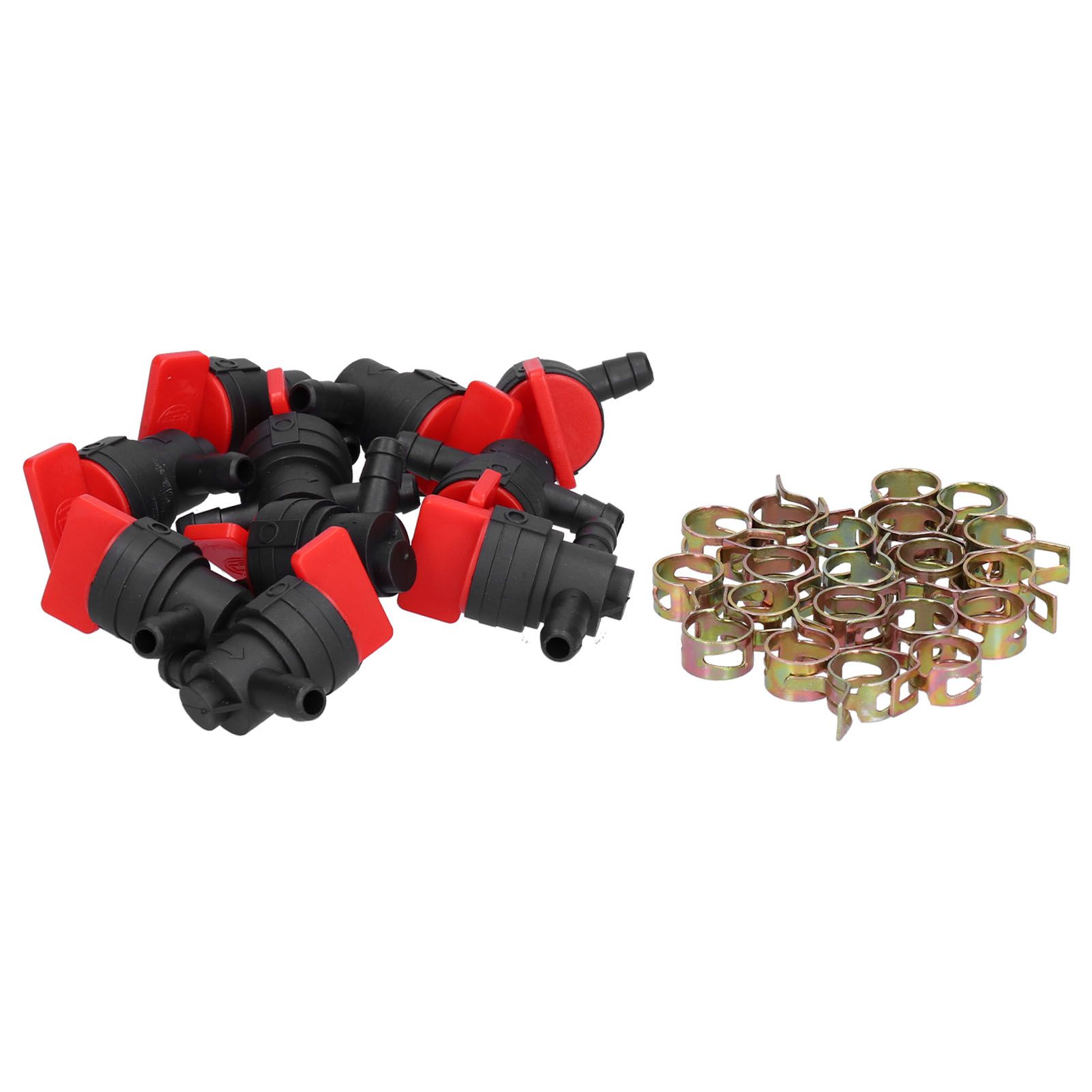 10PCS Black Red 90Degree Fuel Cut Off Valve Clamp Part for 1/4in Fuel Line view 2