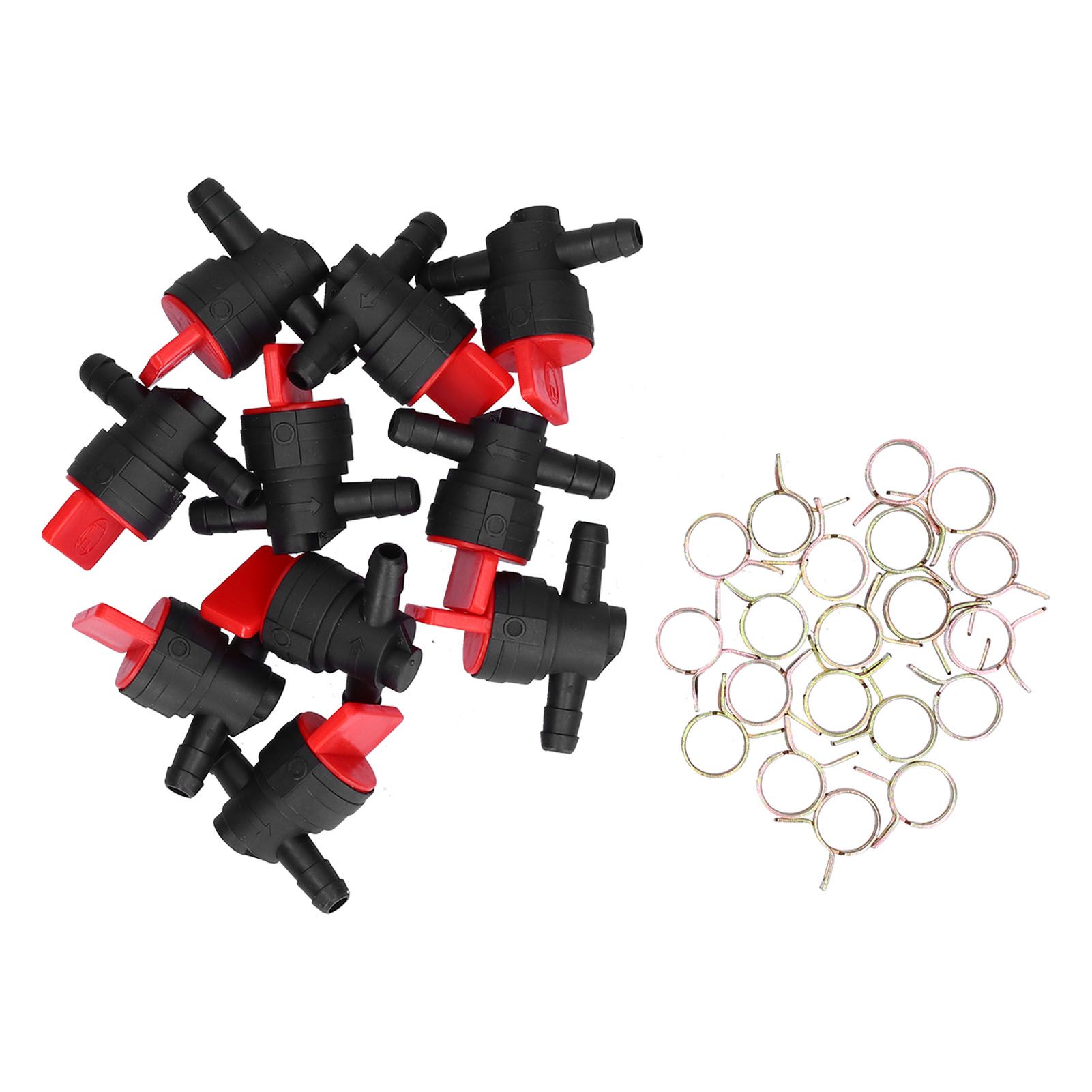 10PCS Black Red 90Degree Fuel Cut Off Valve Clamp Part for 1/4in Fuel Line view 3