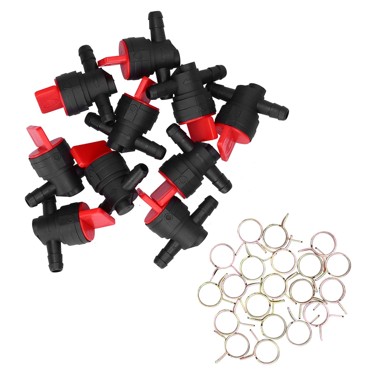 10PCS Black Red 90Degree Fuel Cut Off Valve Clamp Part for 1/4in Fuel Line view 4