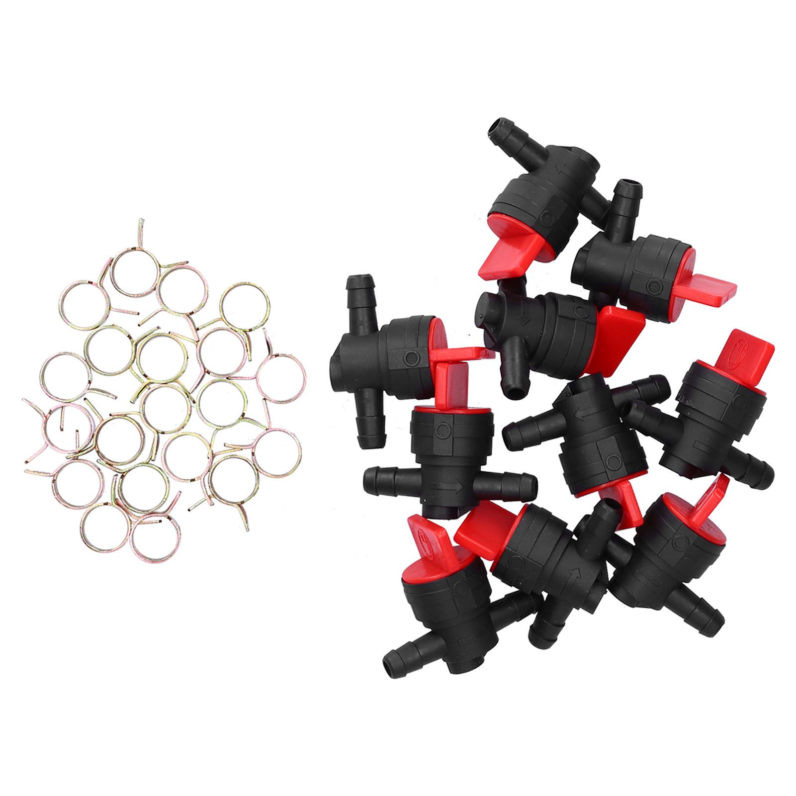 10PCS Black Red 90Degree Fuel Cut Off Valve Clamp Part for 1/4in Fuel Line view 5