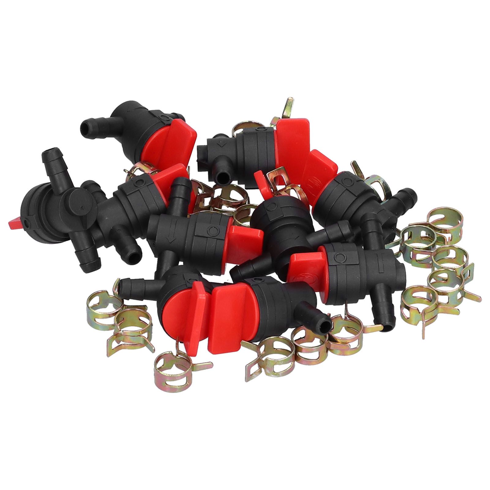 10PCS Black Red 90Degree Fuel Cut Off Valve Clamp Part for 1/4in Fuel Line view 6