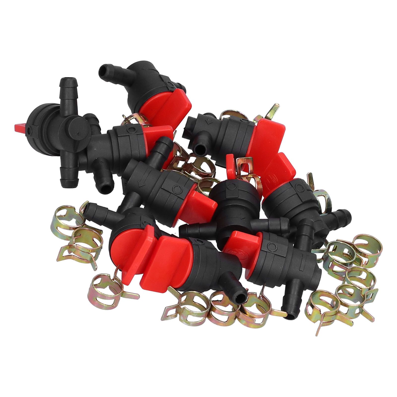 10PCS Black Red 90Degree Fuel Cut Off Valve Clamp Part for 1/4in Fuel Line view 7
