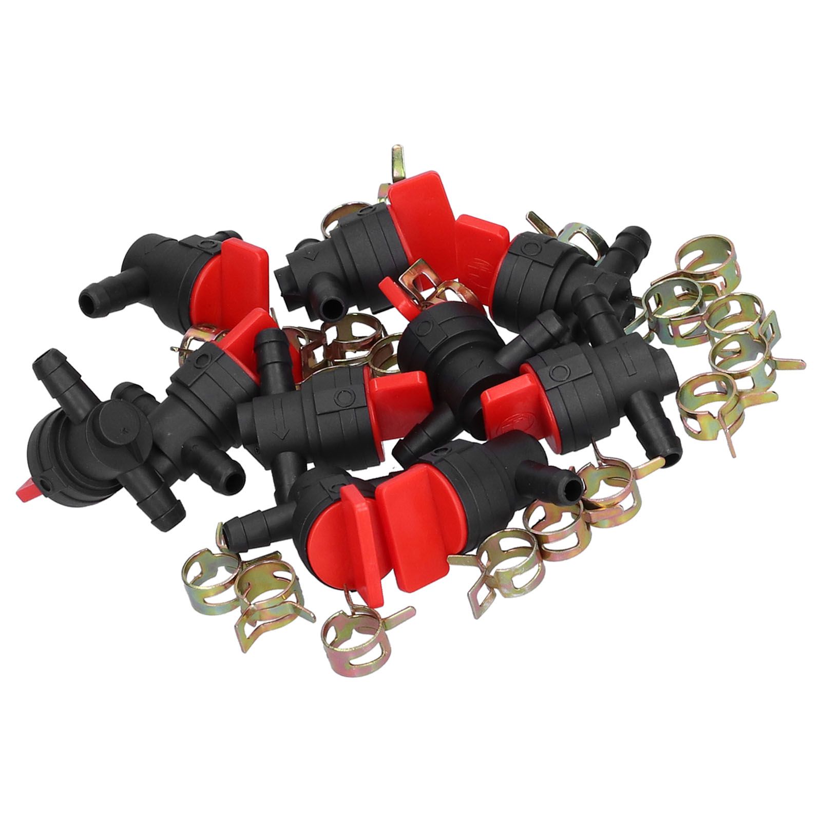10PCS Black Red 90Degree Fuel Cut Off Valve Clamp Part for 1/4in Fuel Line view 8