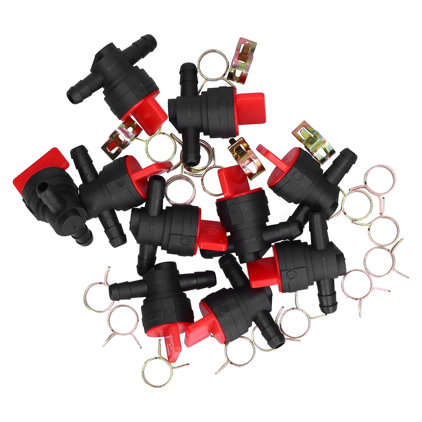 10PCS Black Red 90Degree Fuel Cut Off Valve Clamp Part for 1/4in Fuel Line view 9