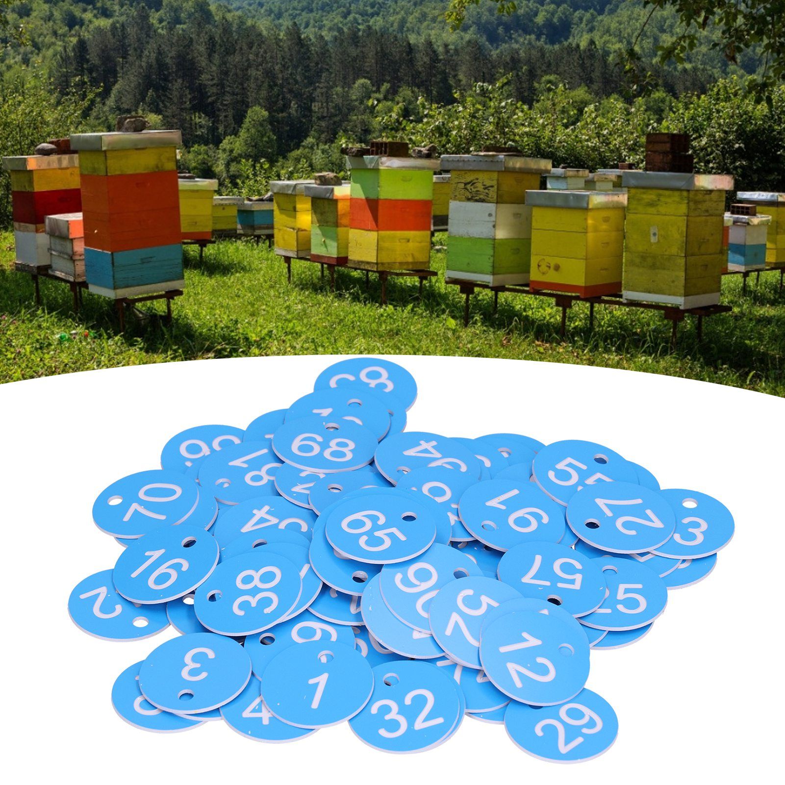 100Pcs Round Number Tag Beehive Sign Marker Labels with Hole Farm Beekeeping view 12